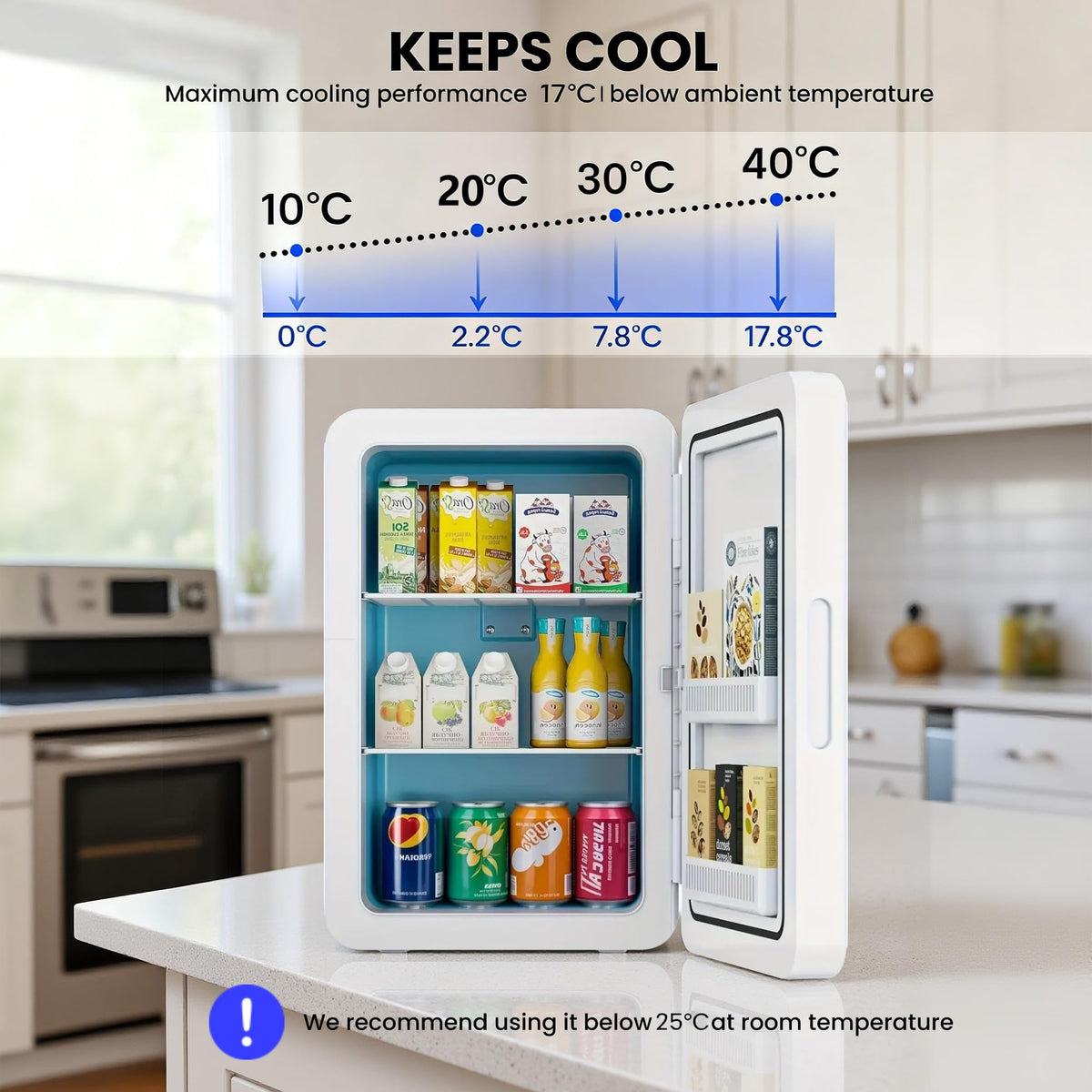 25L Mini Fridge, 30 Cans Portable Cooler & Warmer Small Fridge