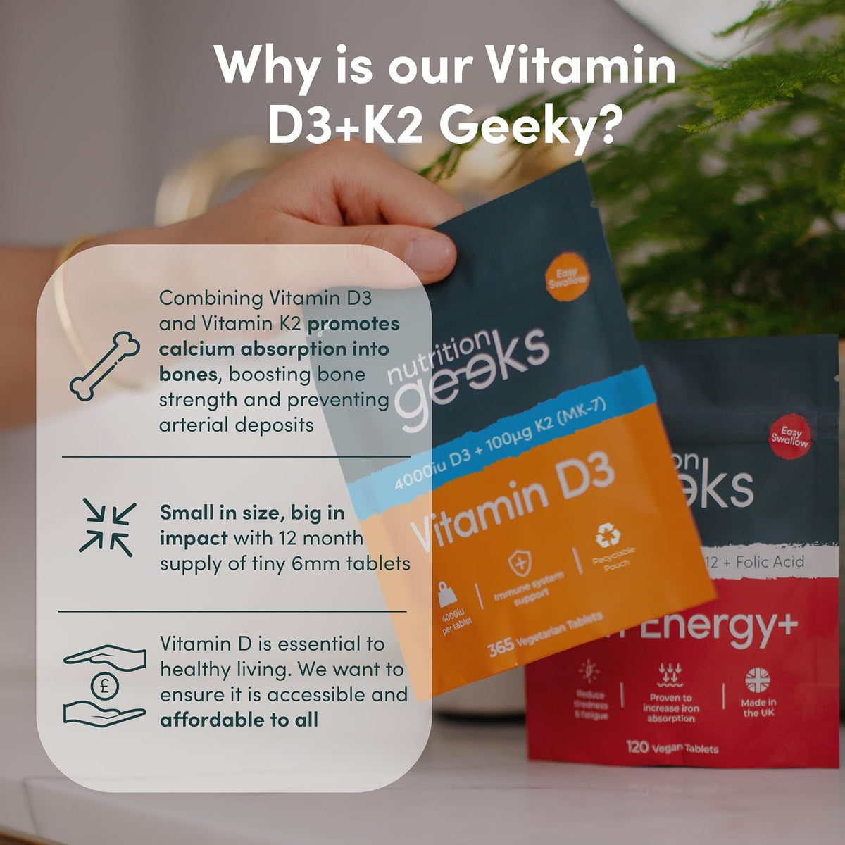 Vitamin D Tablets 4000 iu & Vitamin K2 MK7 100μg Vitamin D3-1 Year Supply