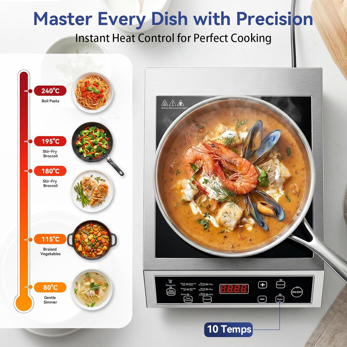 3500W Commercial Single Induction Cooker, Heavy Duty Touch Control Hob