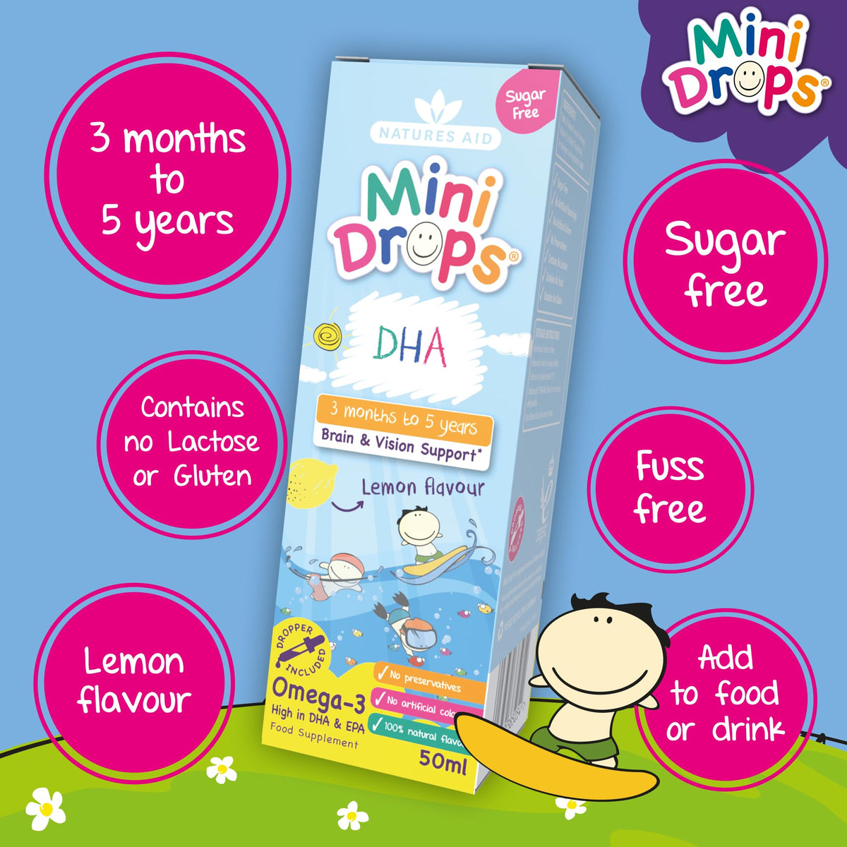 Natures Aid Mini Drops Multi-Vitamin for Babies, Kids & Children 50ml