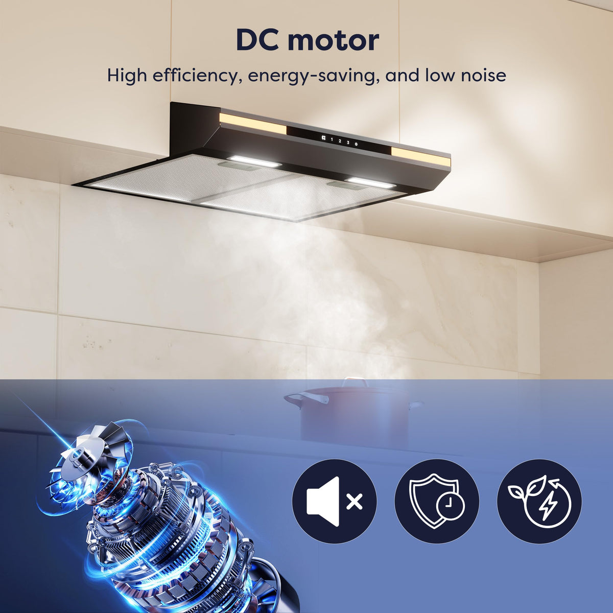 CIARRA CBPHW01 Portable Desktop Cooker Hood Recirculating 2 Speeds White