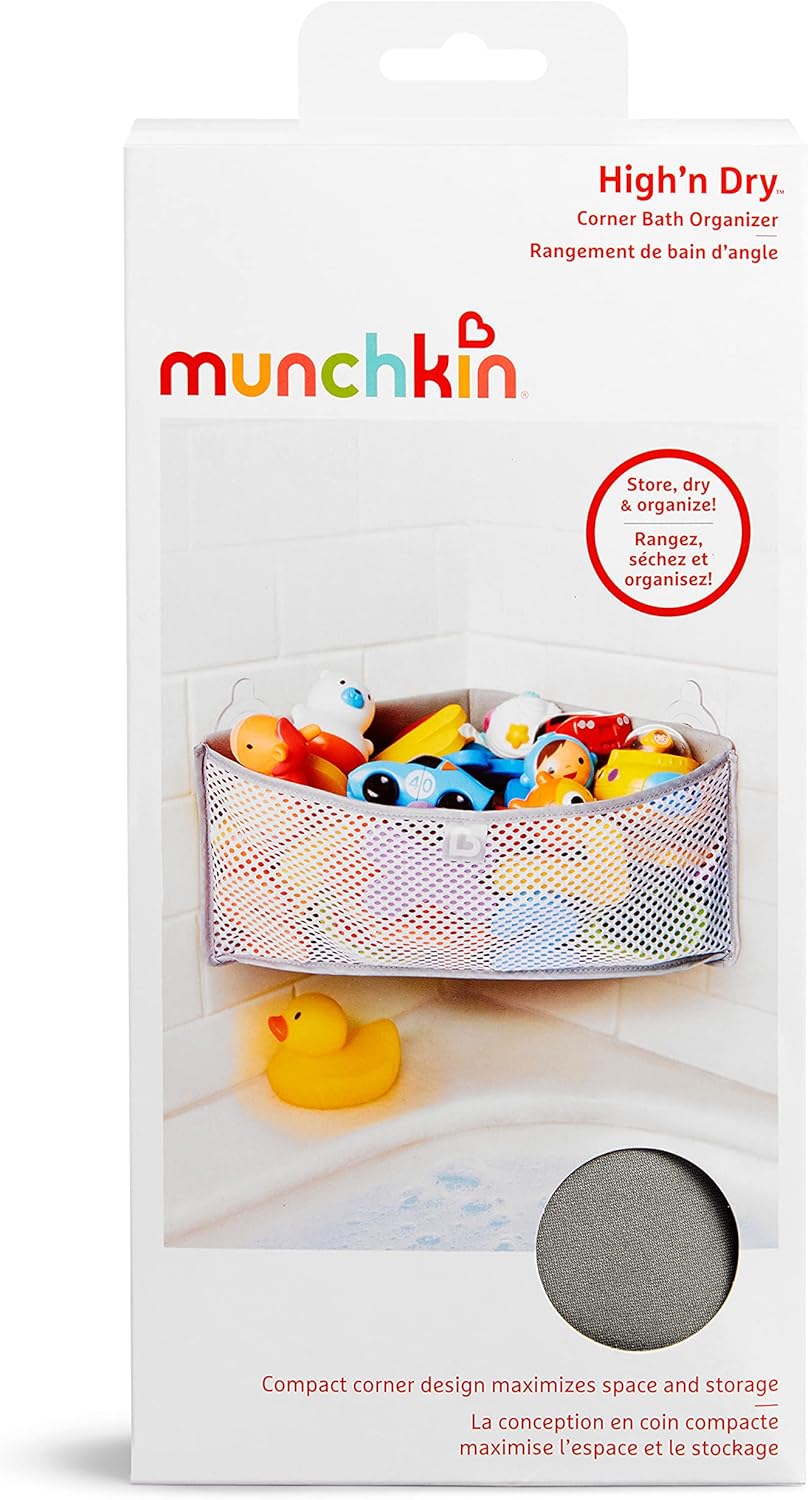 Munchkin High'n Dry Corner Bath Toy Organiser, Grey