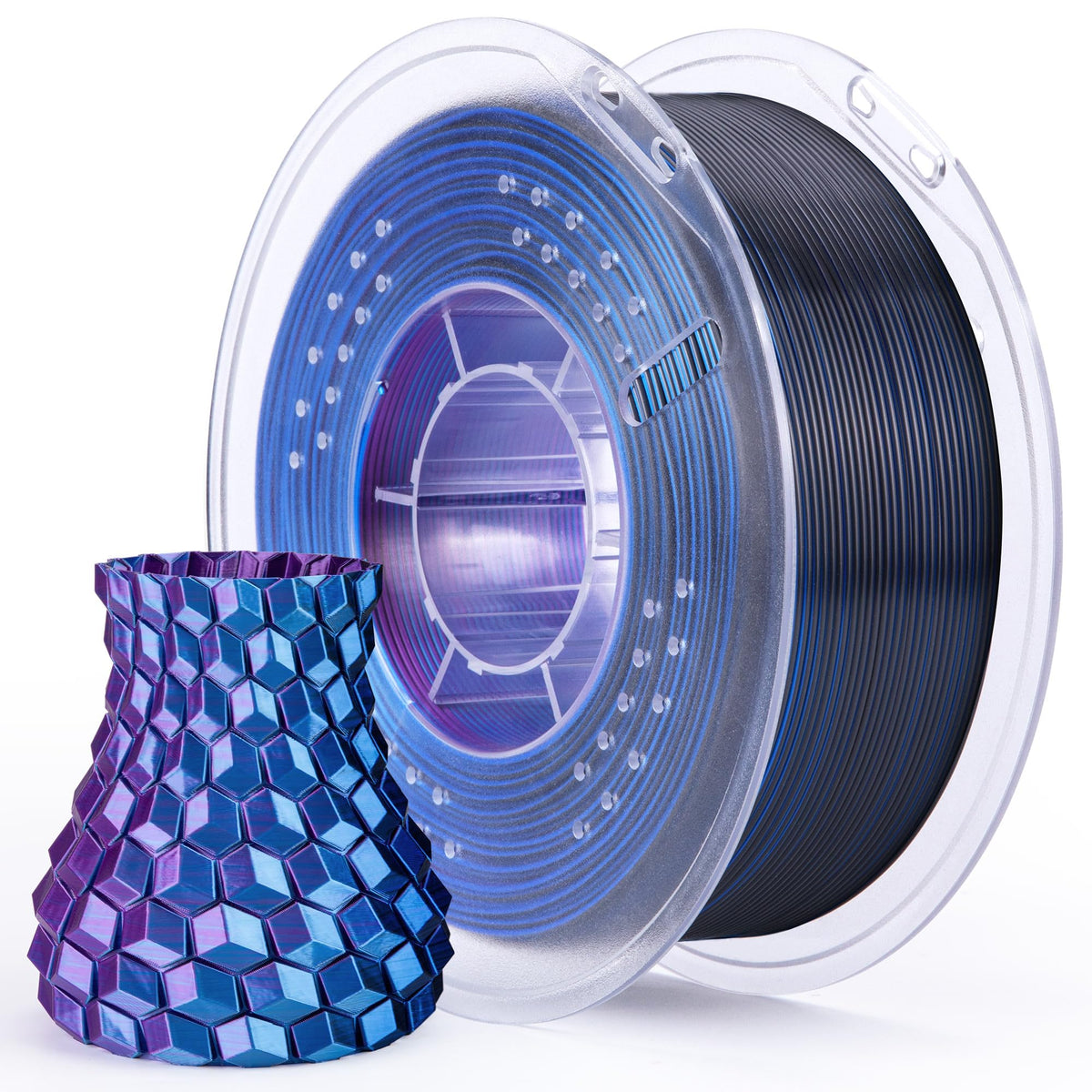 ELEGOO Silk PLA Filament 1.75mm Blue Purple 1KG, Shiny Dual Colours 3D Filament Dimensional Accuracy +/- 0.05mm, 1kg Spool(2.2lbs) Fits for Most FDM 3D Printers
