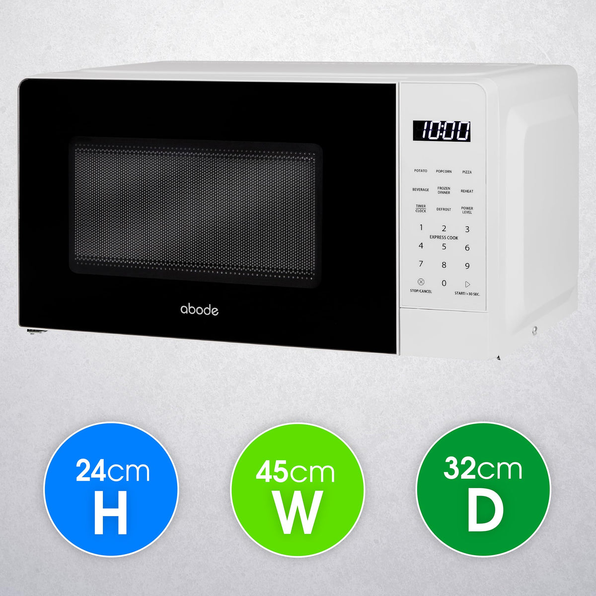 Abode Touch Control Microwave 20 Litre Black Digital 700W with Clock & Timer, 5 Auto Cook Settings & Defrost, 10 Power Levels AMT2012B (Touch Control, Silver)
