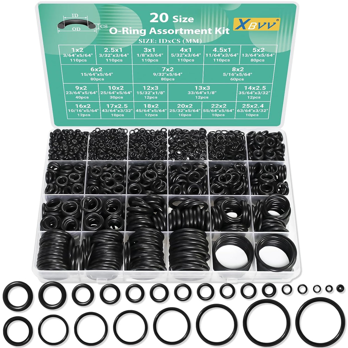 XBVV 20 Sizes O Rings O Rings Rubber Assorted Seal Kit