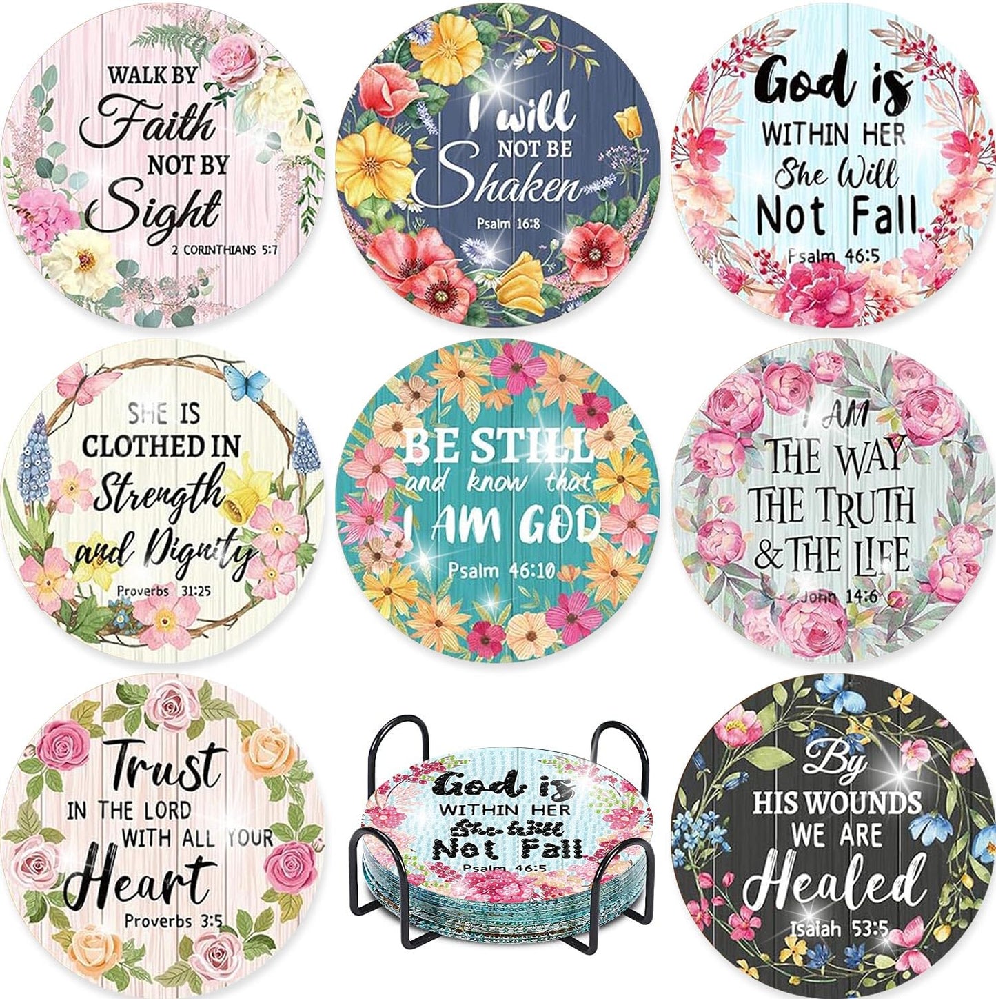 8 Pcs Flowers Diamond Art Coasters Kits for Adults Begainners,Full Drill Diamond Painting Coasters Kit with Holder,DIY Gem Painting Craft Kits for Adults Supplies Gift (Flowers).