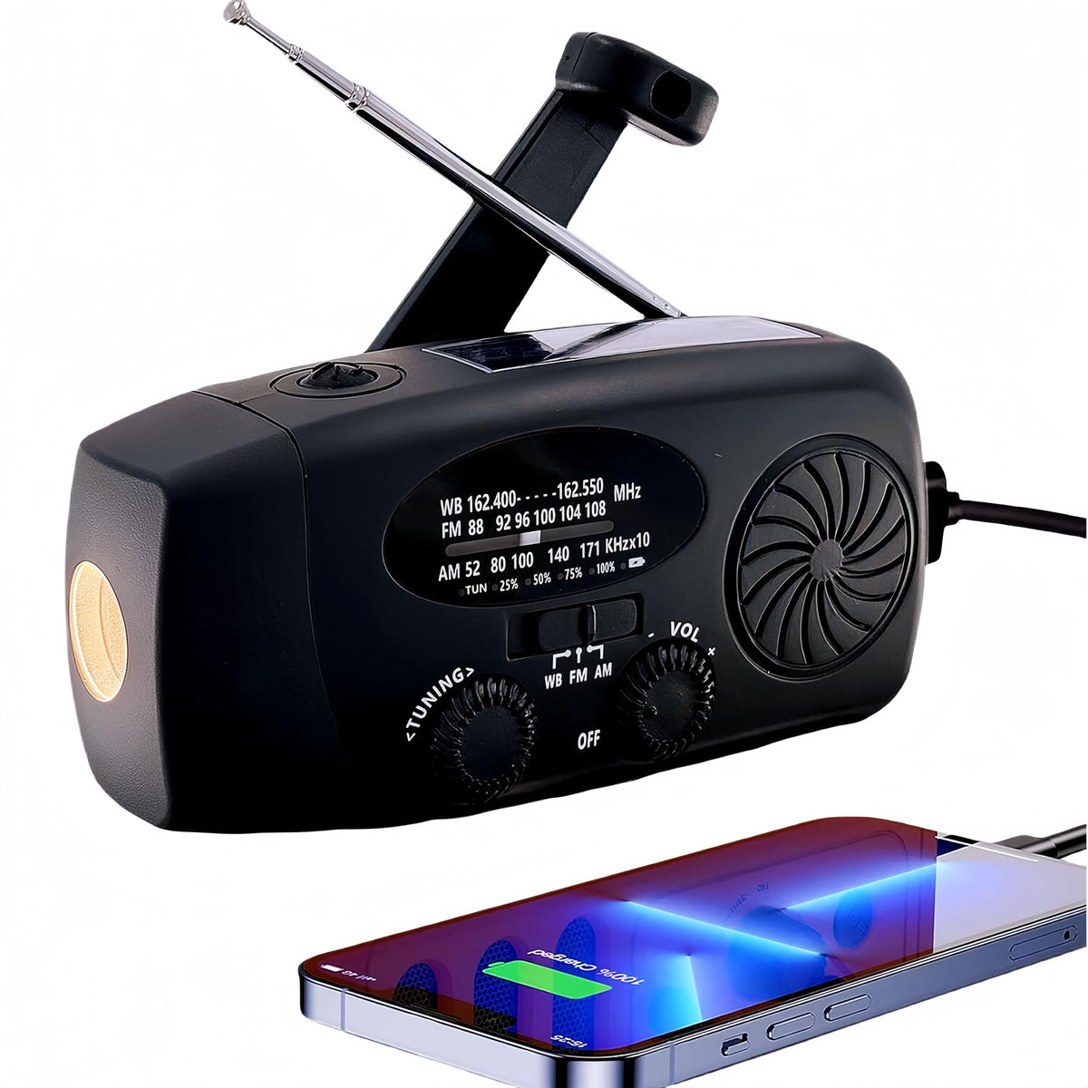 5000mAh Wind Up Solar Radio, Emergency Crank Weather Radio, FM/AM Radios