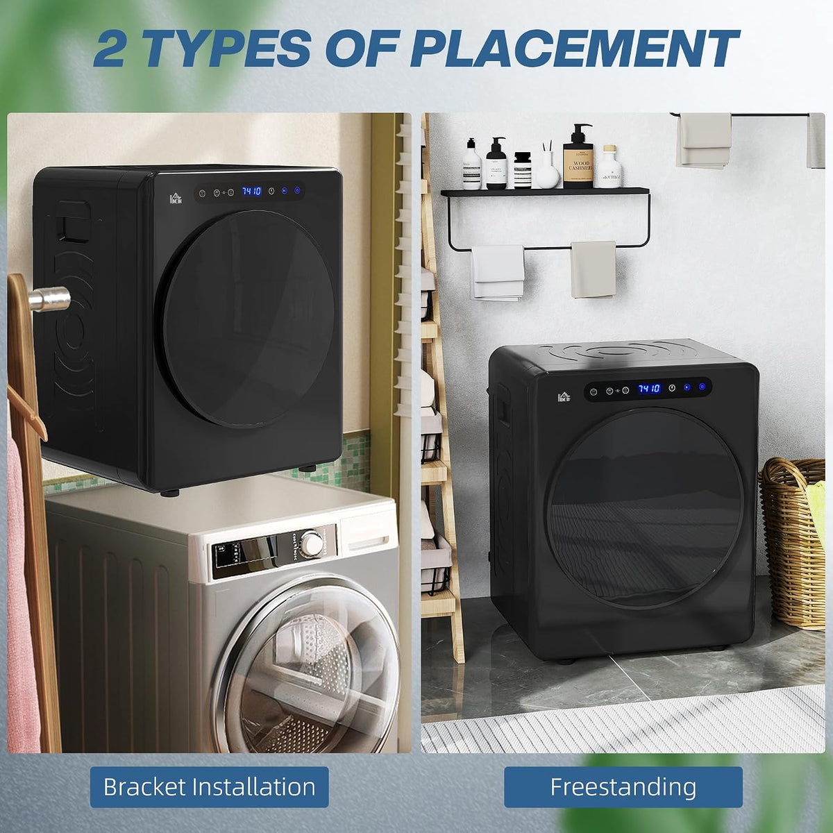 HOMCOM Vented Tumble Dryer 5kg Wet Laundry/3kg Dry Capacity 1000W Black