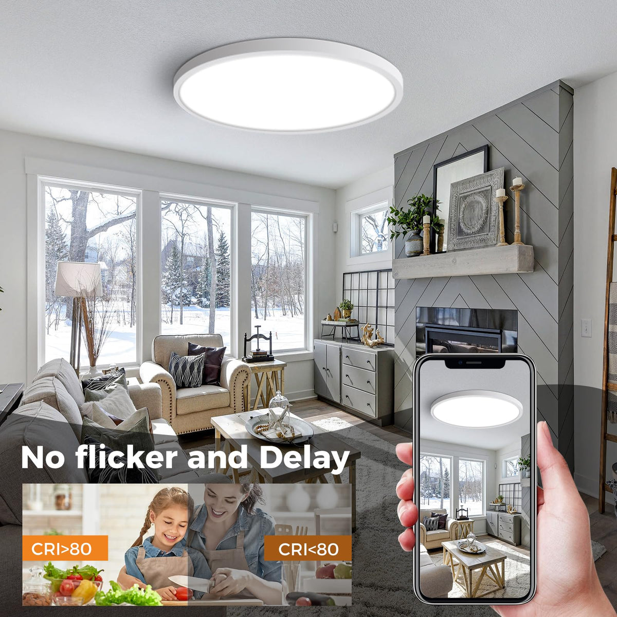 slochi Bathroom Light, 3000K/4000K/6500K 3 Color Temperature, Waterproof, Round, Modern, Flush Ceiling Light for Bathroom, Kitchen, Bedroom, Hallway and MoreØ18CM(Gold)