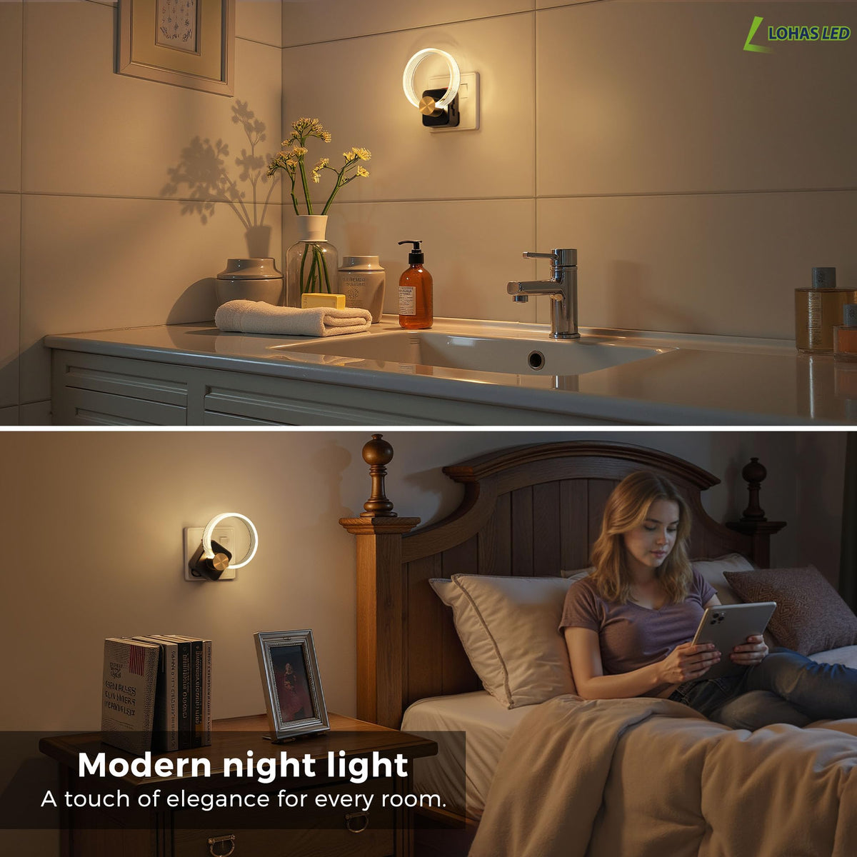 LOHAS-LED Night Light Plug in Wall with Motion Sensor, Dimmable Night Light