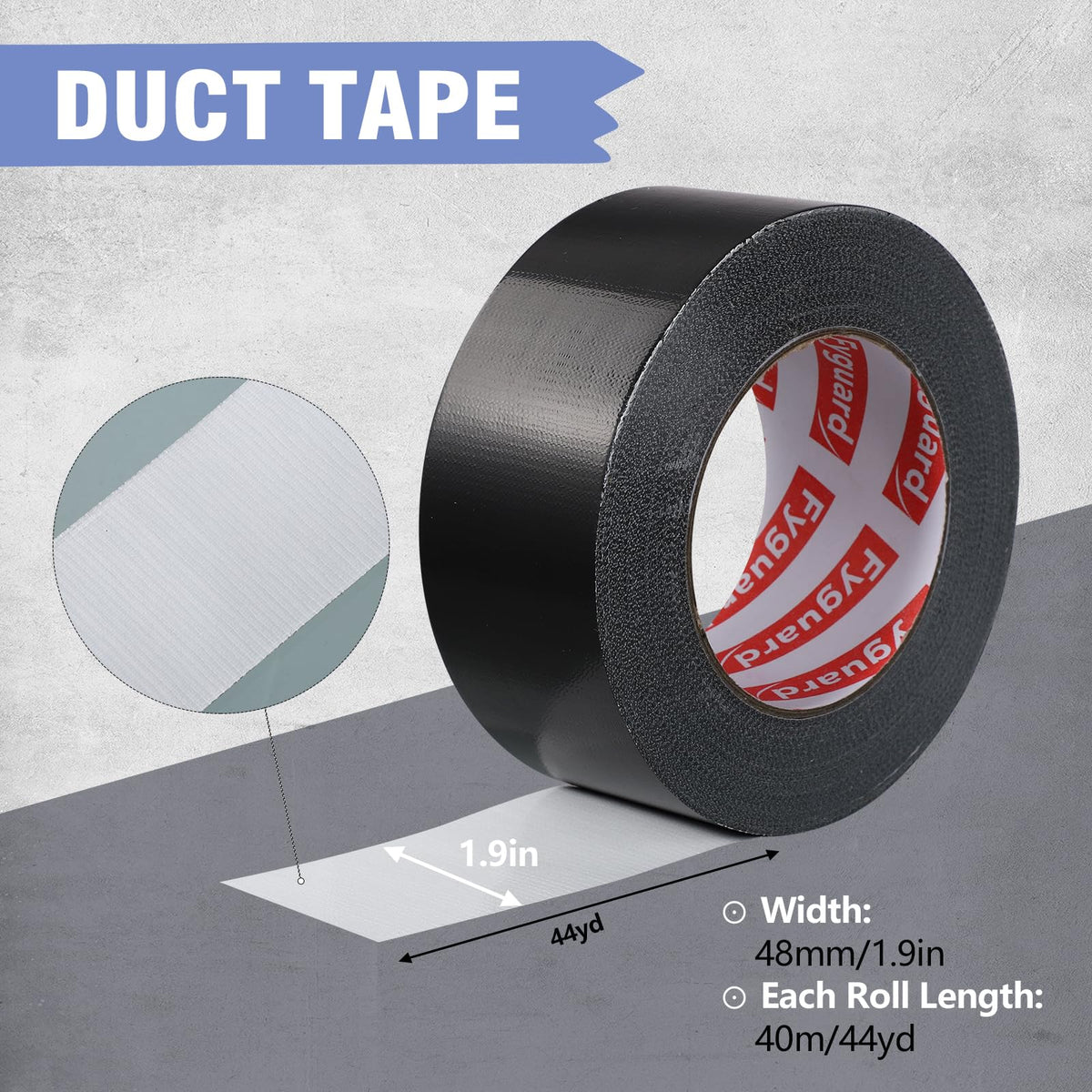 3 Rolls Duct Tape 48mm x 18m 8.5Mil, Silver Gaffer Tape 210μ