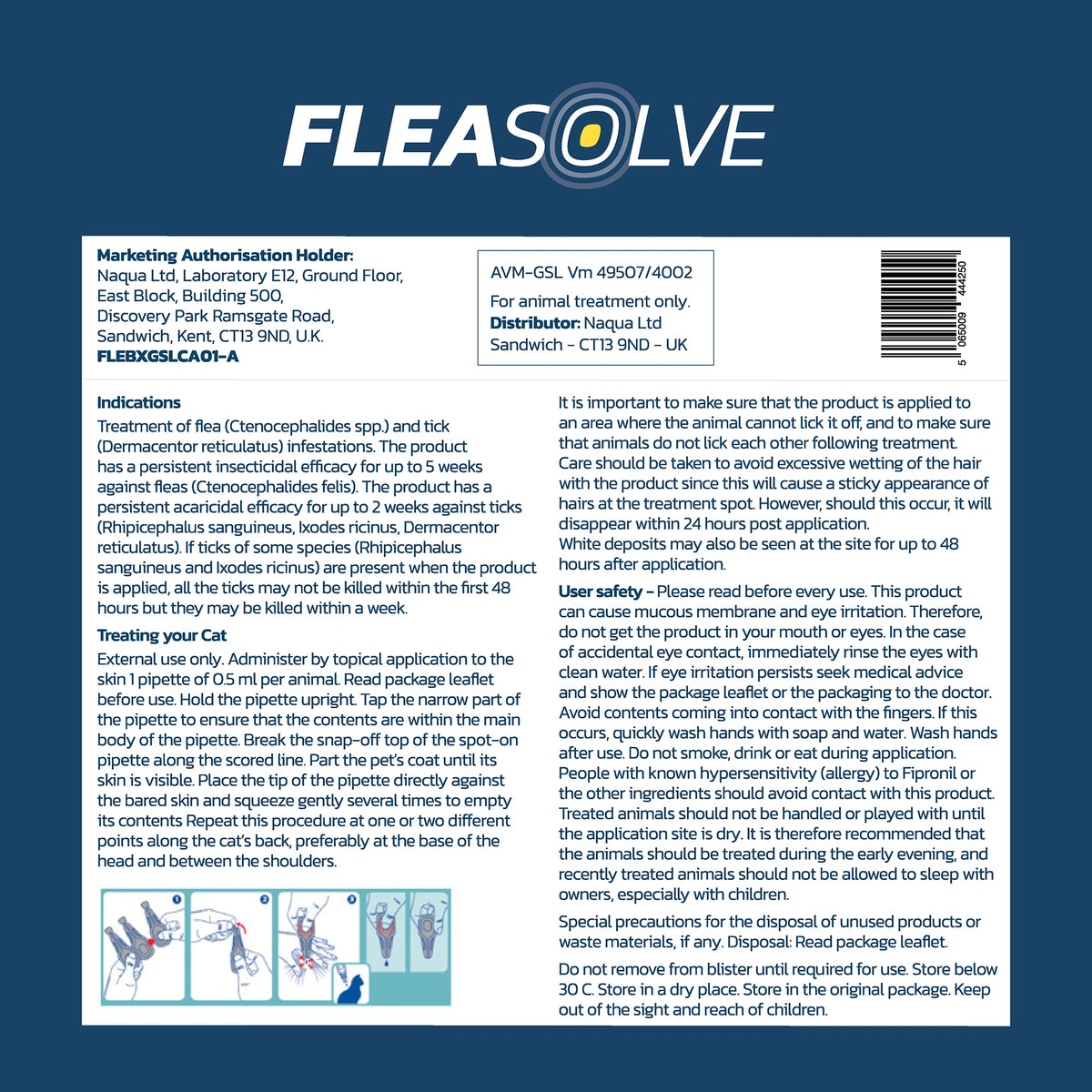 Dog Flea Treatment Small Dog x 6 - Spot on Flea Treatment for Dogs Small 2-10kg - FleaSolve Flea & Tick Solution - 6 x Pipettes - 6 x Doses