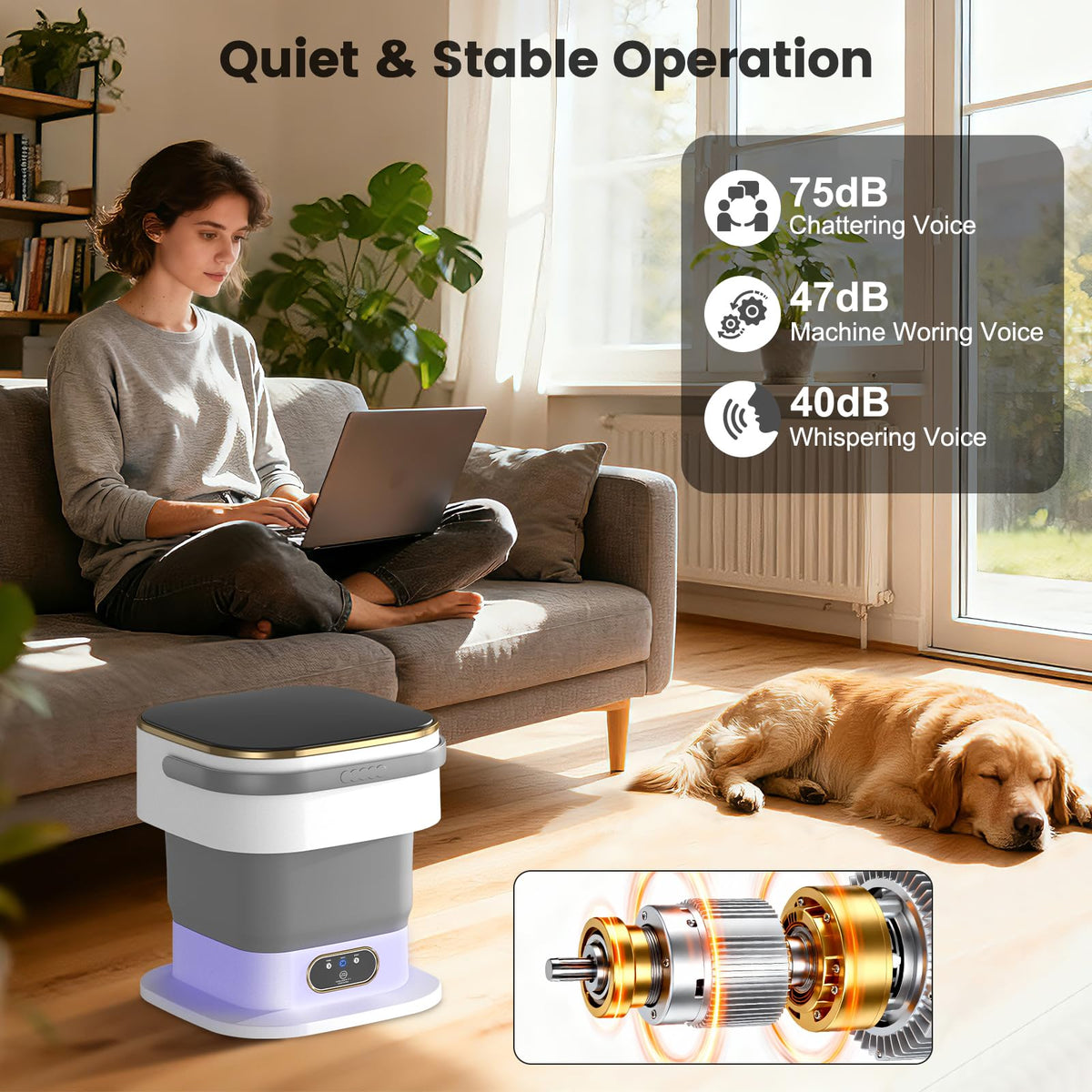 Mini Washing Machine, 15L Portable Washing Machine with Spin Dryer & 3 Cleaning Modes for Small Clothes, Foldable Portable Washer for Apartments, Dorms, Camping (Khaki)