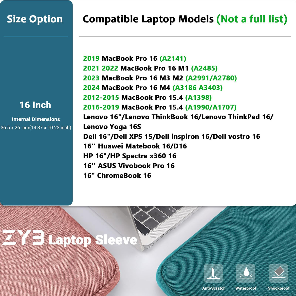 ZYB Laptop Sleeve 14 Inch, Waterproof Shockproof 14 Inch Laptop Case for 14" Notebook Lenovo Thinkpad IdeaPad, MacBook Air 15.3 2026-2023 M5 M4 M3 M2, 14" HP Dell Acer Chromebook Mac Pro 15-Purple