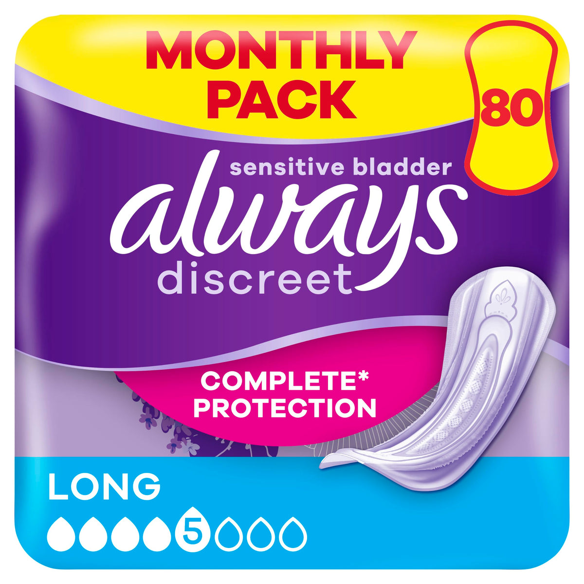 Always Discreet Incontinence Pads Long Plus 64ct