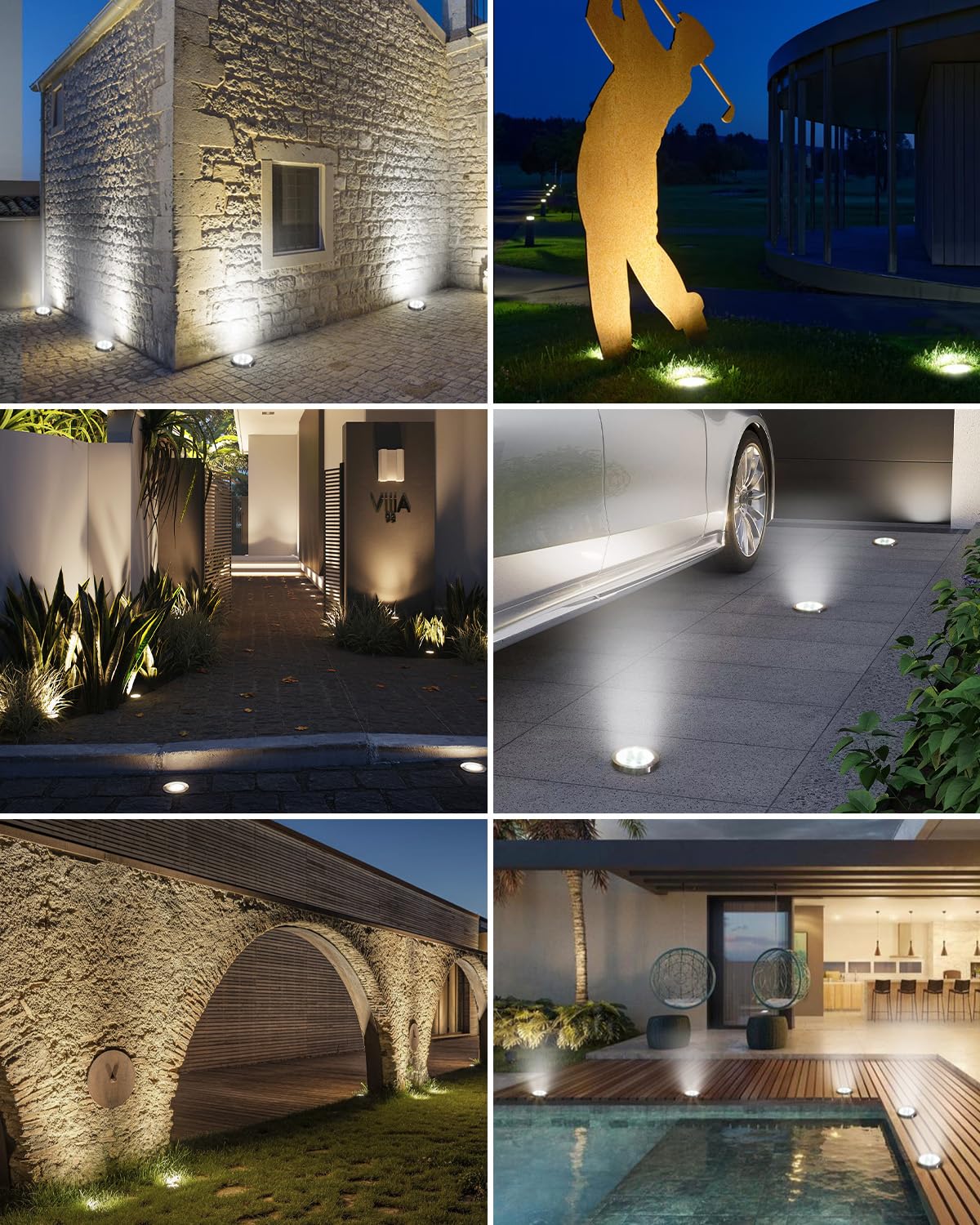 btfarm Solar Lights Outdoor Garden, 6 Pack 8 LED Solar Ground Disk Lights Outdoor IP65 Waterproof for Garden Pathway Lawn Patio Yard Landscape (Blue)