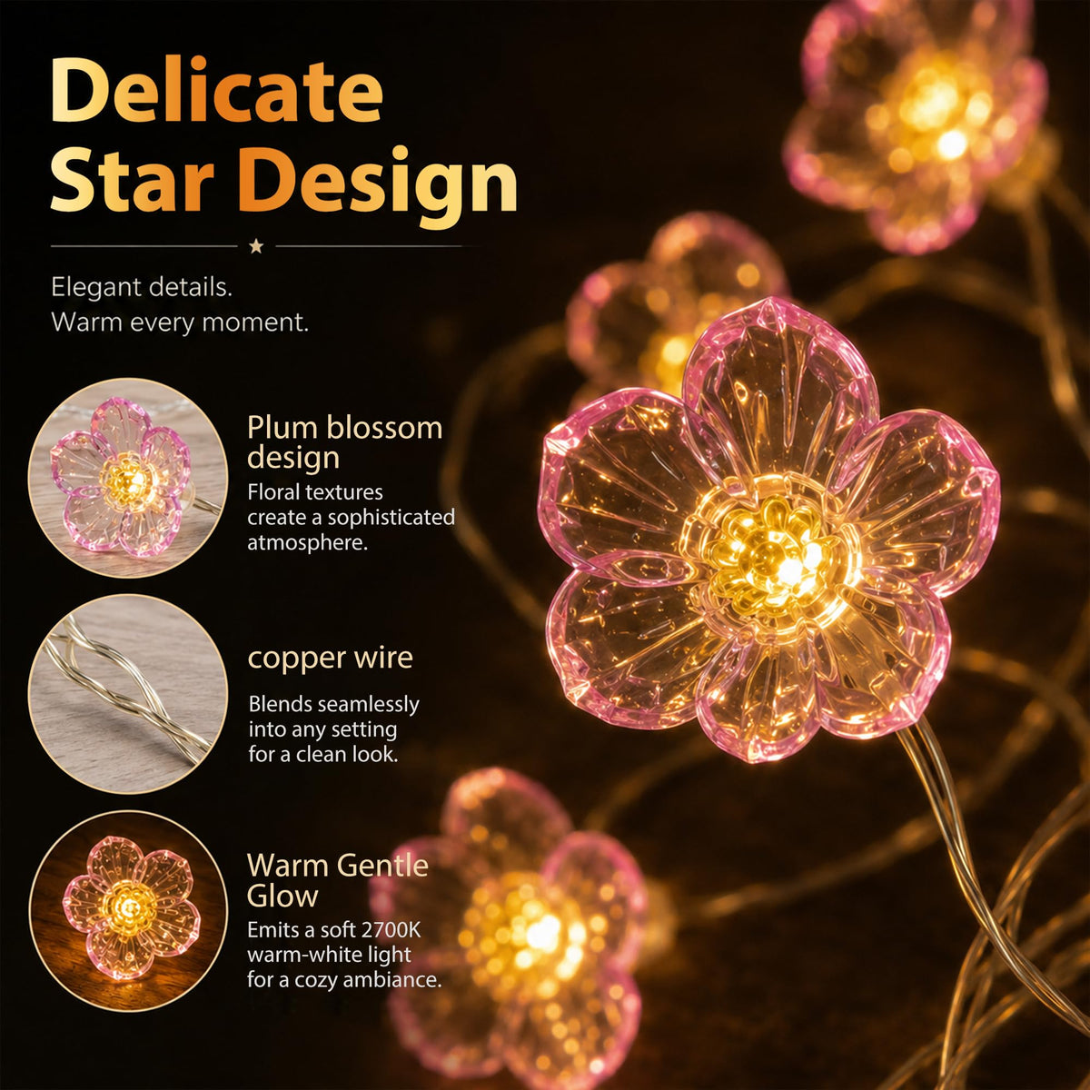 Fulighture Fairy Lights Battery Operated: 5m 16ft 40LED Snowflake