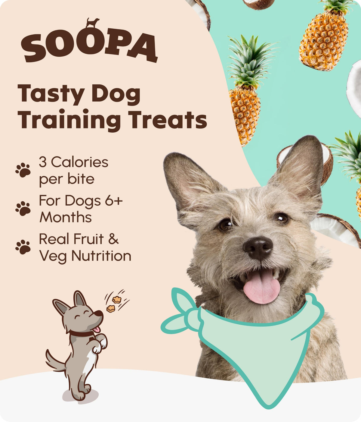 Soopa Strawberry Dog-Quiri Healthy Bites, Dog Training Treats, 50 g, 1-Pack