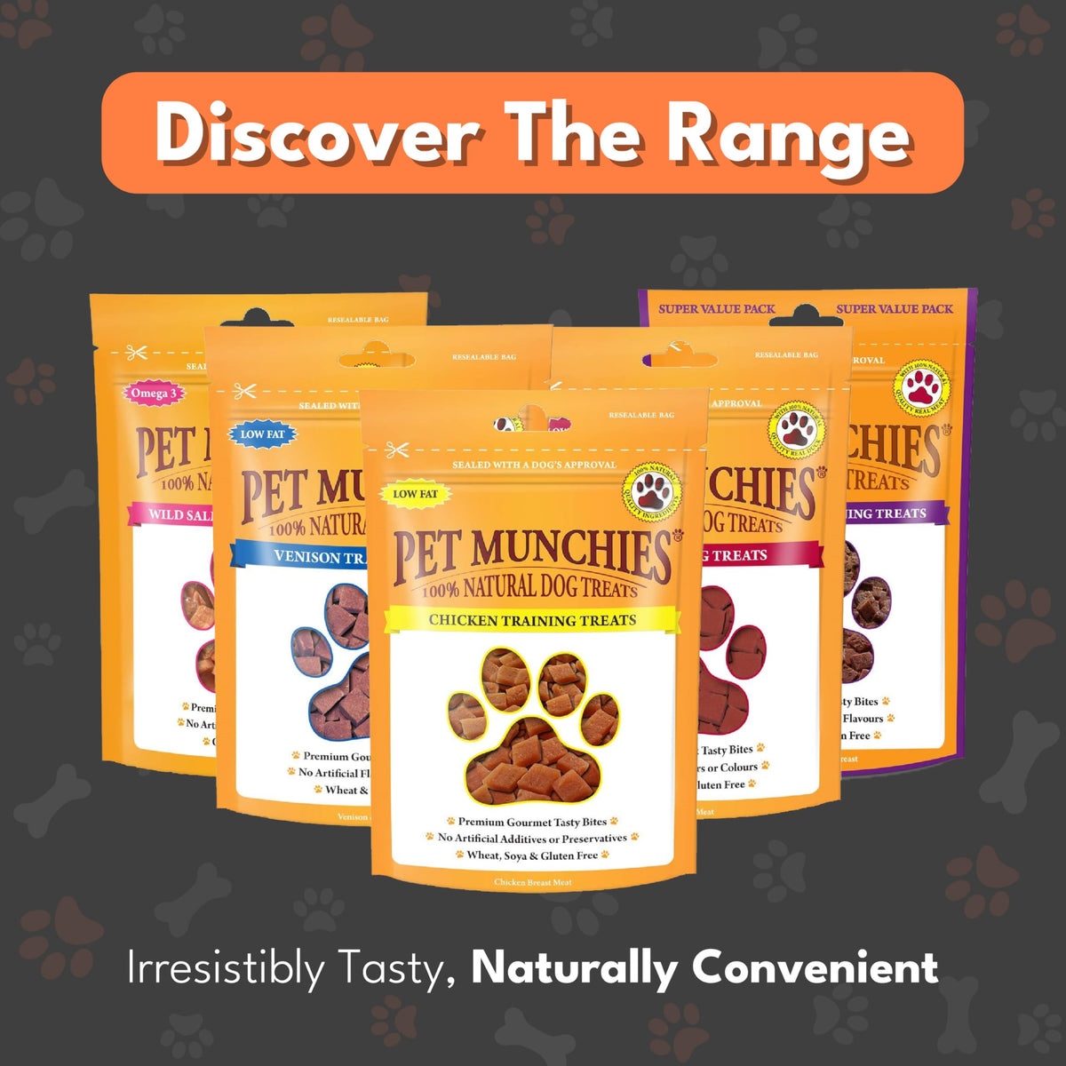 Pet Munchies Venison & Beef Liver Dog Training Treats, Grain Free Tasty Bites with Natural Real Meat, Low in Fat 50g