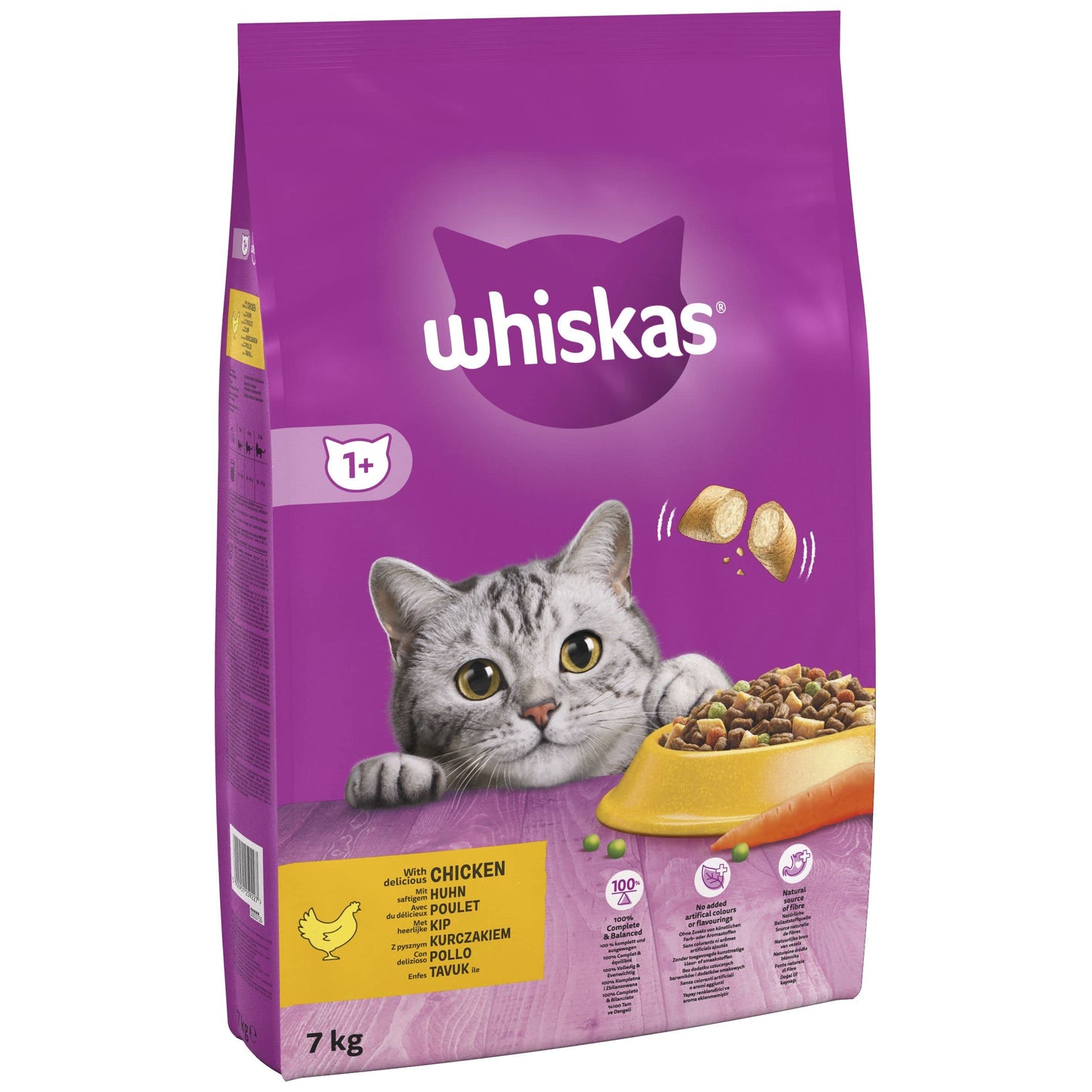 WHISKAS Adult Dry Cat Food 7kg with Chicken