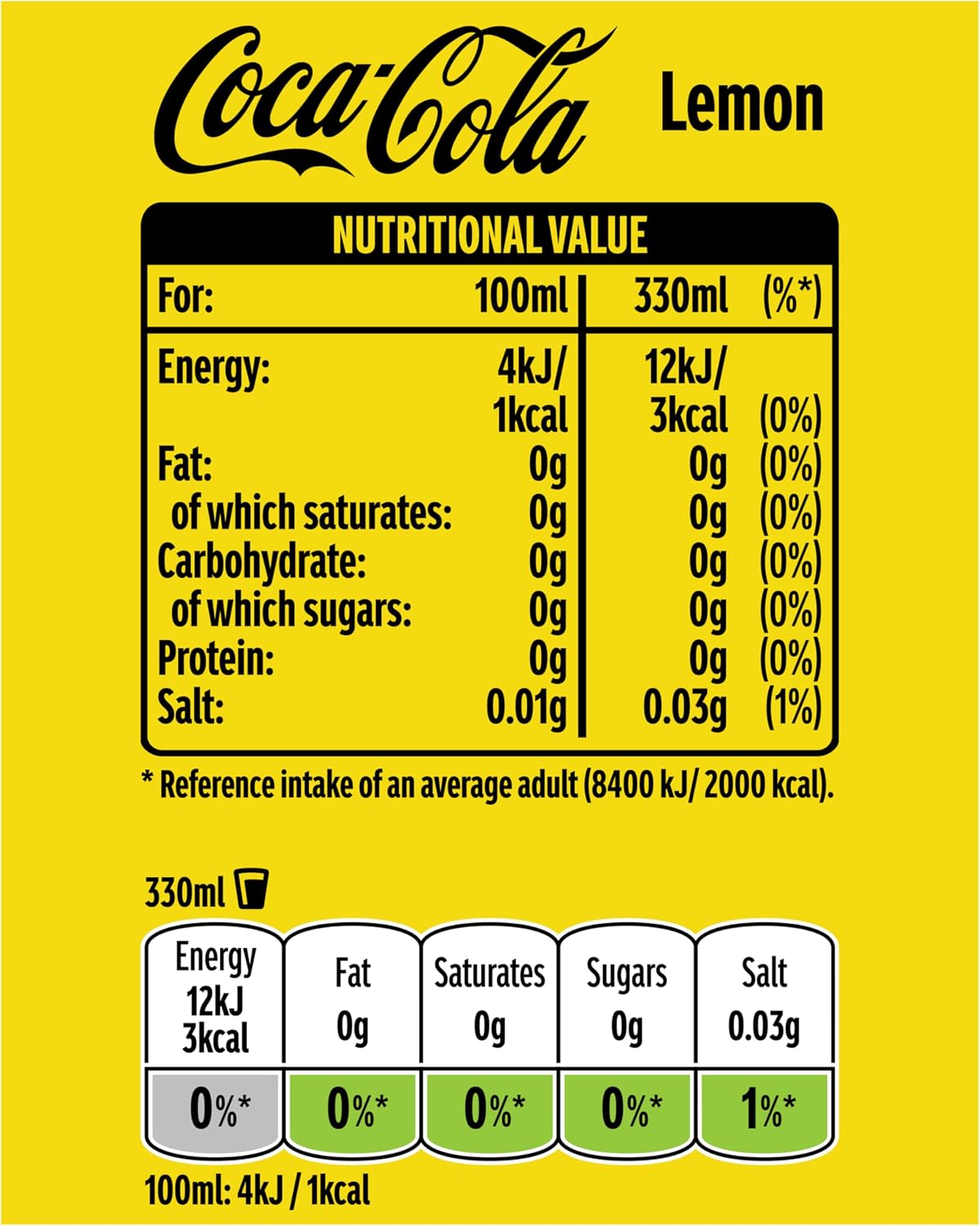 Coca Cola Zero Sugar Lemon 8 x 330ml