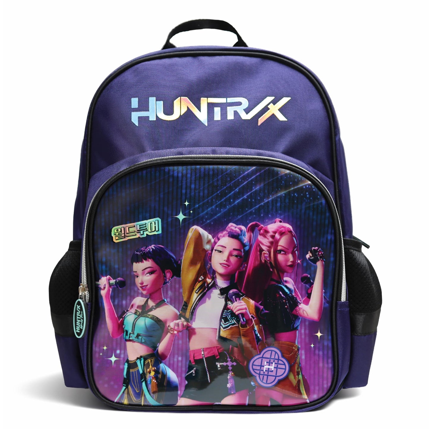 Blue Sky Studios KPop Demon Hunters HUNTR/X Backpack - Official Merchandise - Lightweight Kids School Bag with Padded Straps, Front Pocket & Silver Holographic Details - 36cm K-Pop Purple Rucksack