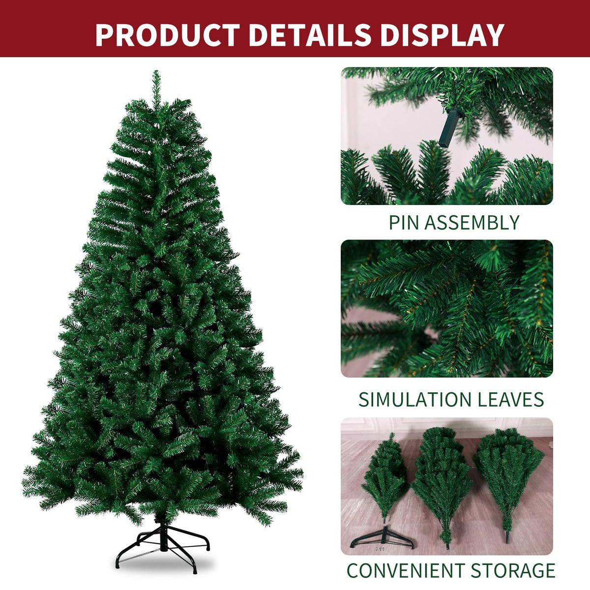 7ft Premium Christmas Tree 1432 Branch Tips Green Xmas Trees Bushy Artificial Christmas Tree Pine Tree with Metal Stand Easy to Assemble Realistic Spruce Branches Christmas Tree for Indoor and Outdoor