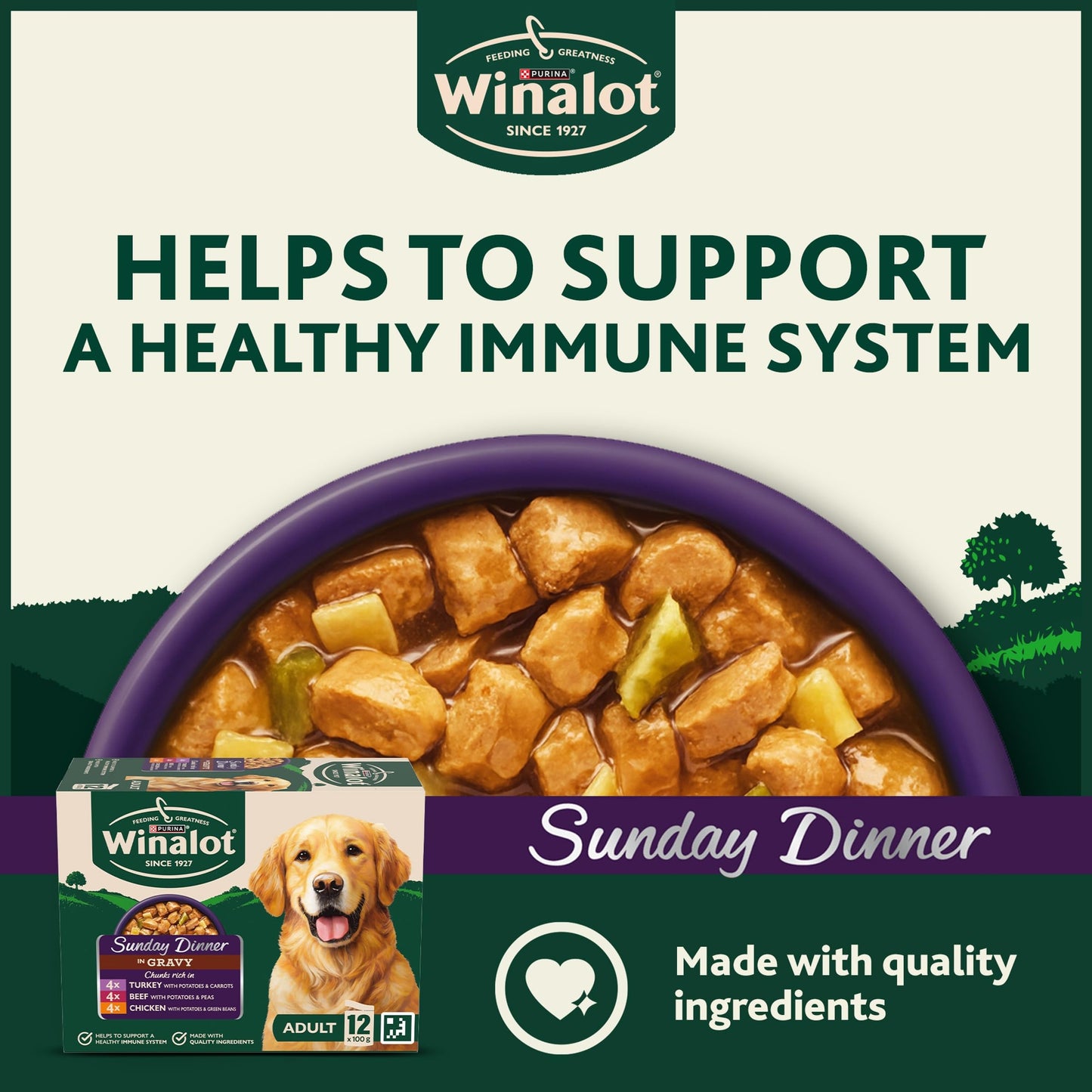 WINALOT Sunday Dinner Mixed in Gravy Wet Dog Food Pouches 40x100g