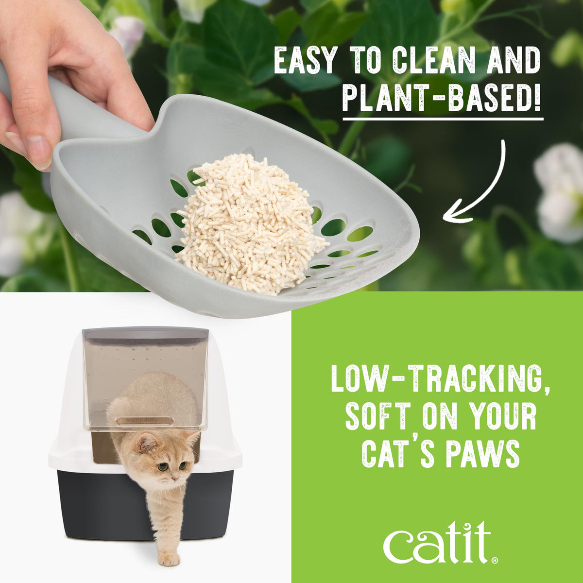 Catit Go Natural Vanilla Scented Pea Husk Clumping Cat Litter, Deodorising, 99.9% Dust-Free, Fast Clumping Cat Litter, Plant-Based Litter for Cats & Kittens, 5.6kg (2 x 2.8kg)