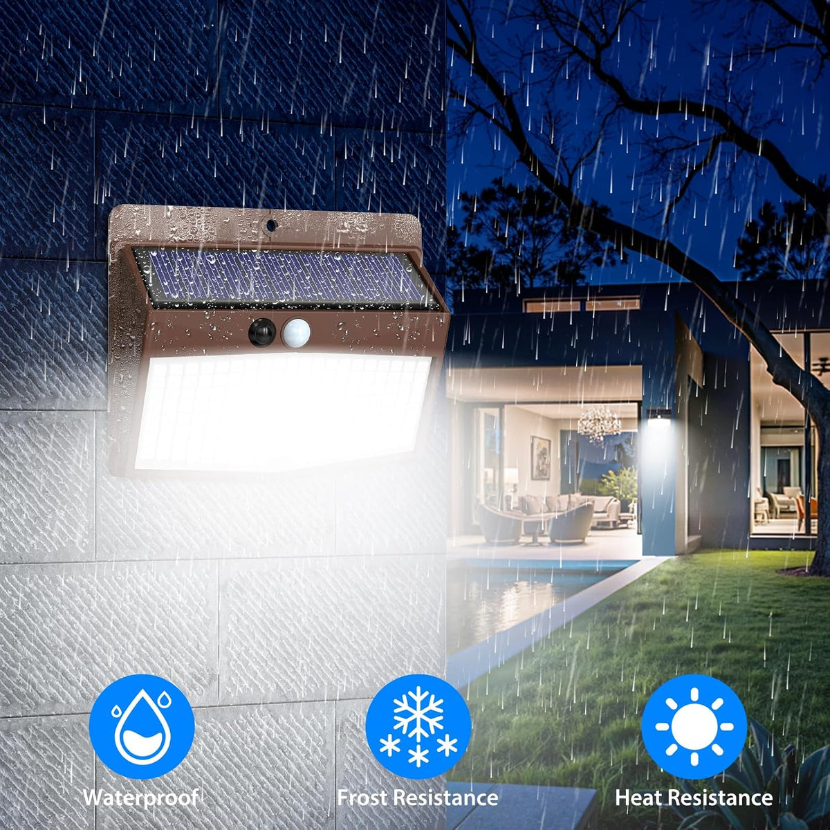 Peasur Solar Security Light Outdoor Motion Sensor, 168 LED Waterproof Solar Wall Light with 3 Modes, PIR Outdoor Sensor Light for Fence, Front Door, Garden, Garage, 1 Pack