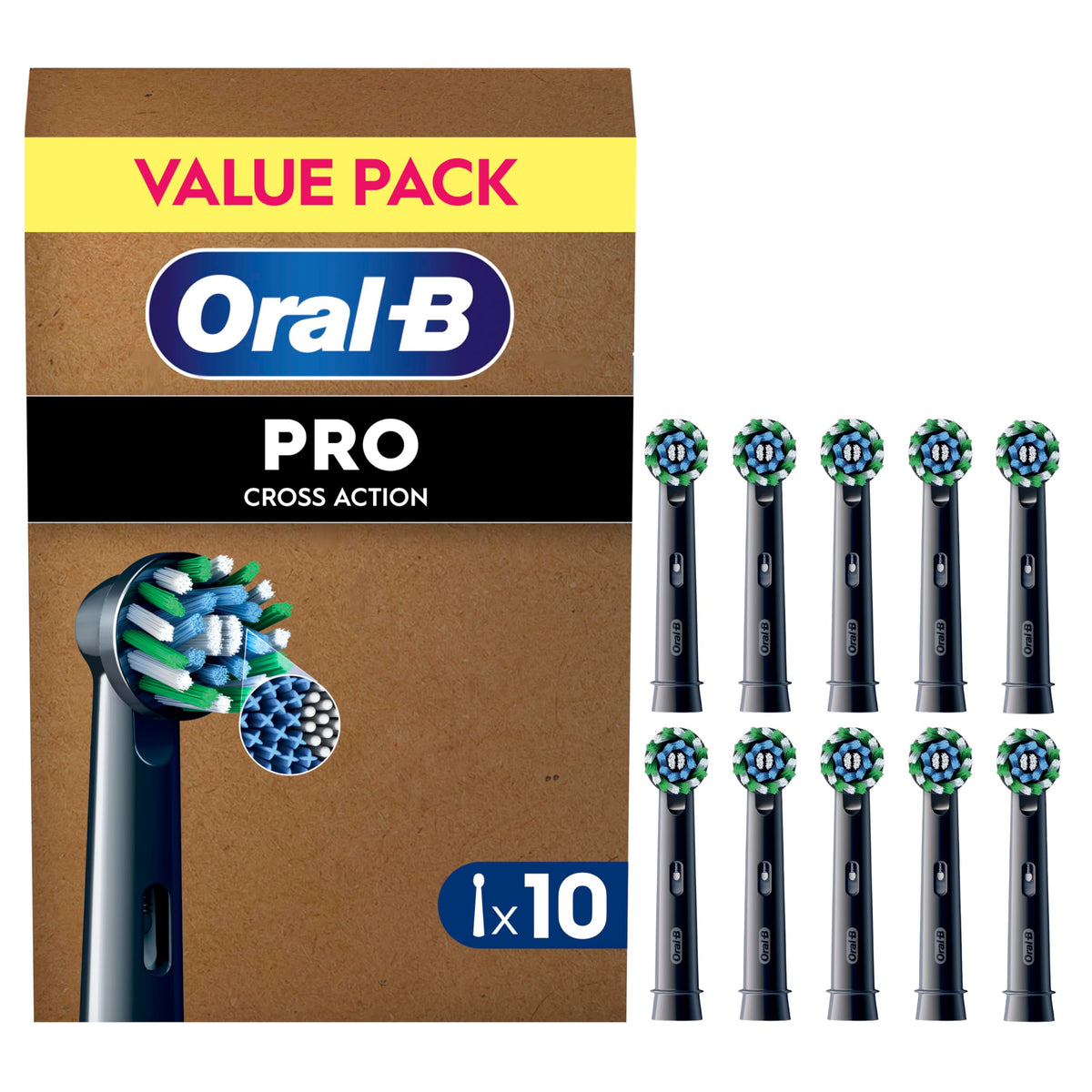Oral-B Pro Cross Action Electric Toothbrush Heads, 4 Count, Black