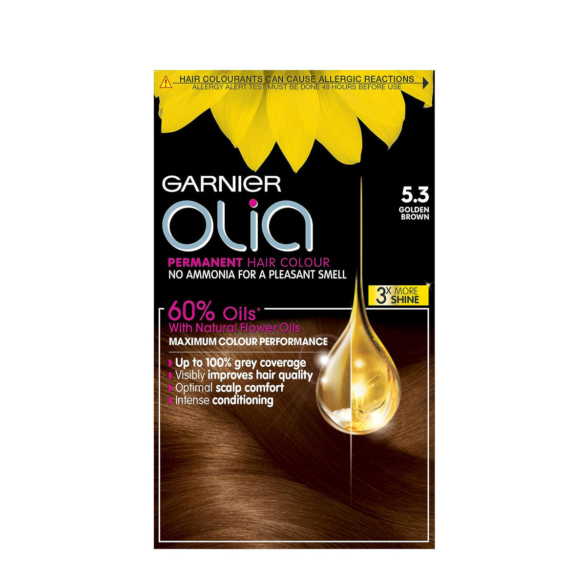 Garnier Olia Luminous Long-Lasting Permanent Hair Colour, 5.0 Brown
