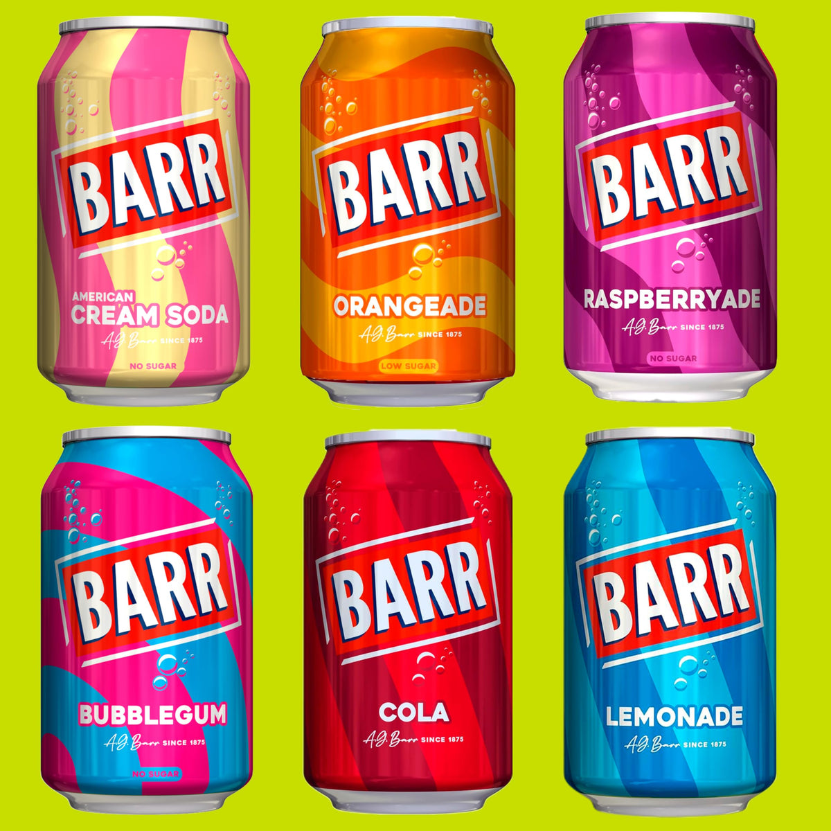 Barr Cream Soda Zero Sugar Sparkling Soft Drink, 24 Pack, 330ml Cans