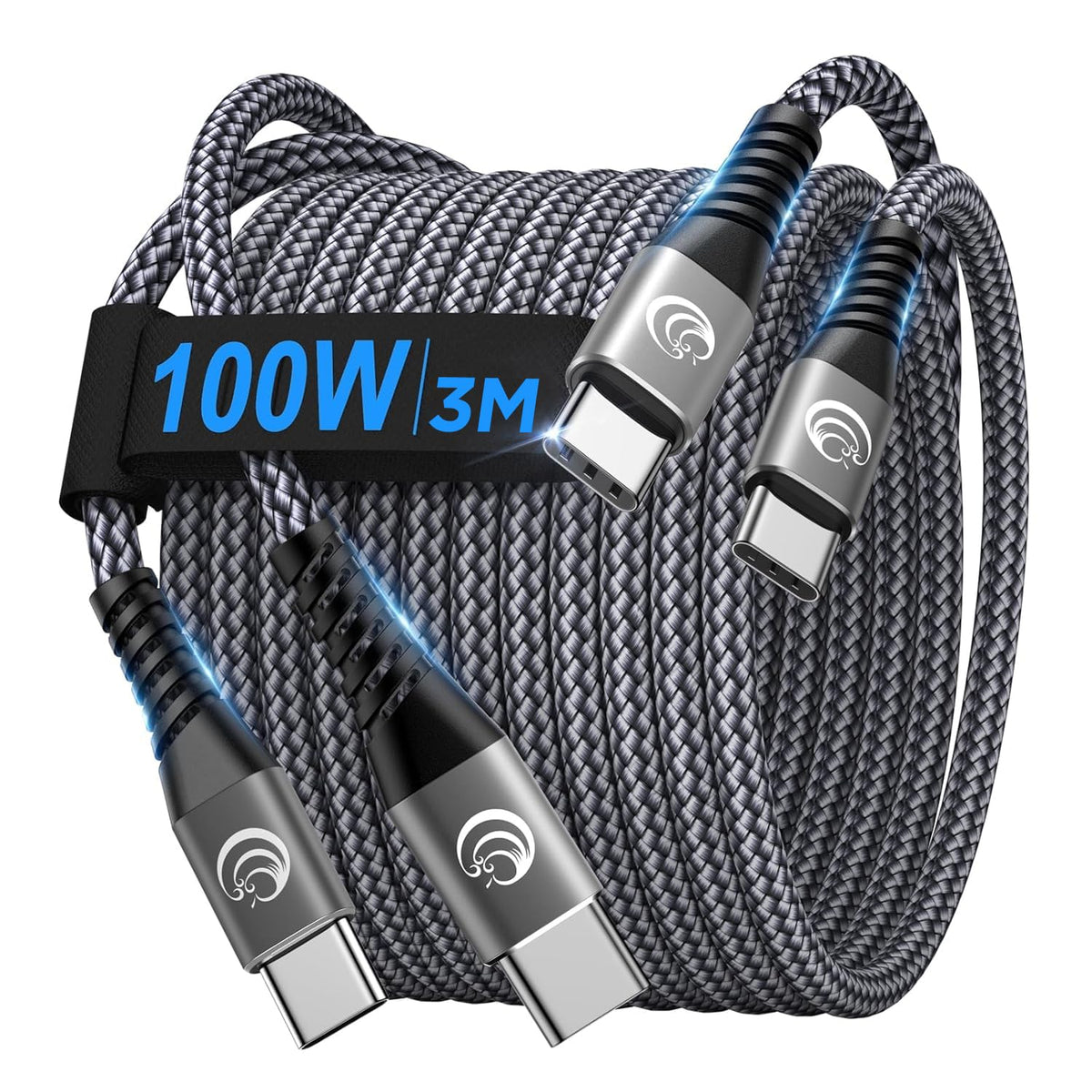 USB C to USB C Cable 3m 2Pack, 100W C to C Charger Cable Fast Charge USBC Type C Charging Lead for iPhone 16 15 Pro Max Plus MacBook iPad Air/Pro Samsung Galaxy S24/S23/S22 Ultra Pixel 8 Switch XPS