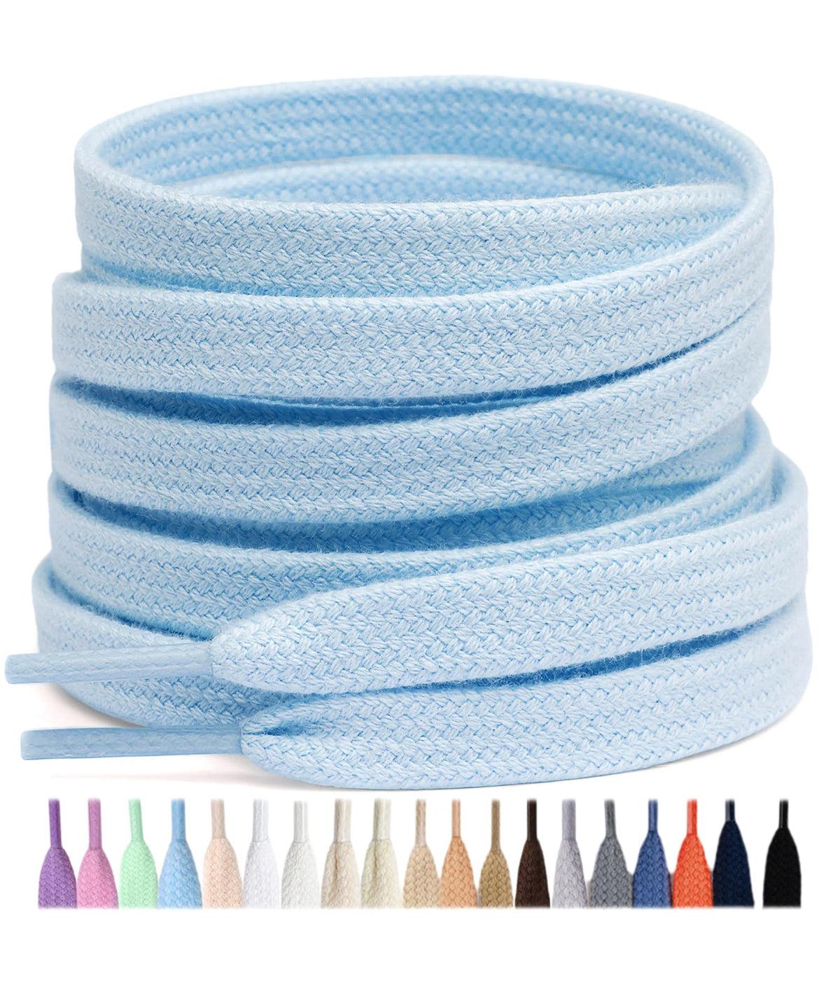 Stepace 2 Pairs Cotton Flat Shoe Laces 8mm Wide Shoelaces for Sneaker