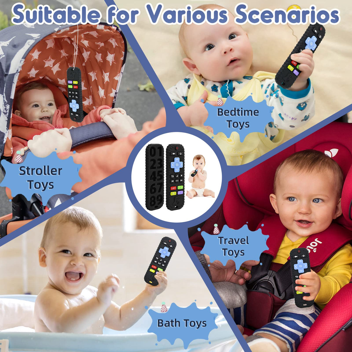 AiTuiTui Baby Teether for Teething Relief Baby Toys 0 3 6 9 12 Months, Sensory Silicone Remote Control Baby Teether Toy for Babies Newborn Infant Boy Girl Autism Toys for Baby Gifts