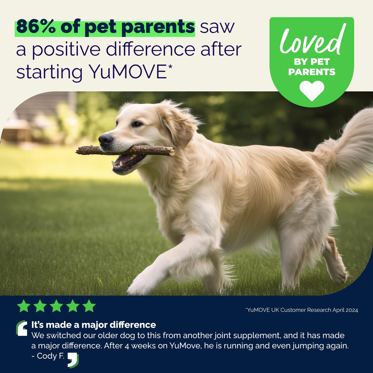 YuMOVE Senior Dog Joint Supplement, High Strength for Joint Care, Essential Dog Hip and Joint Support for Senior Dogs Aged 8+, 120 Tablets - Eco Friendly and Letter Box Ready Packaging