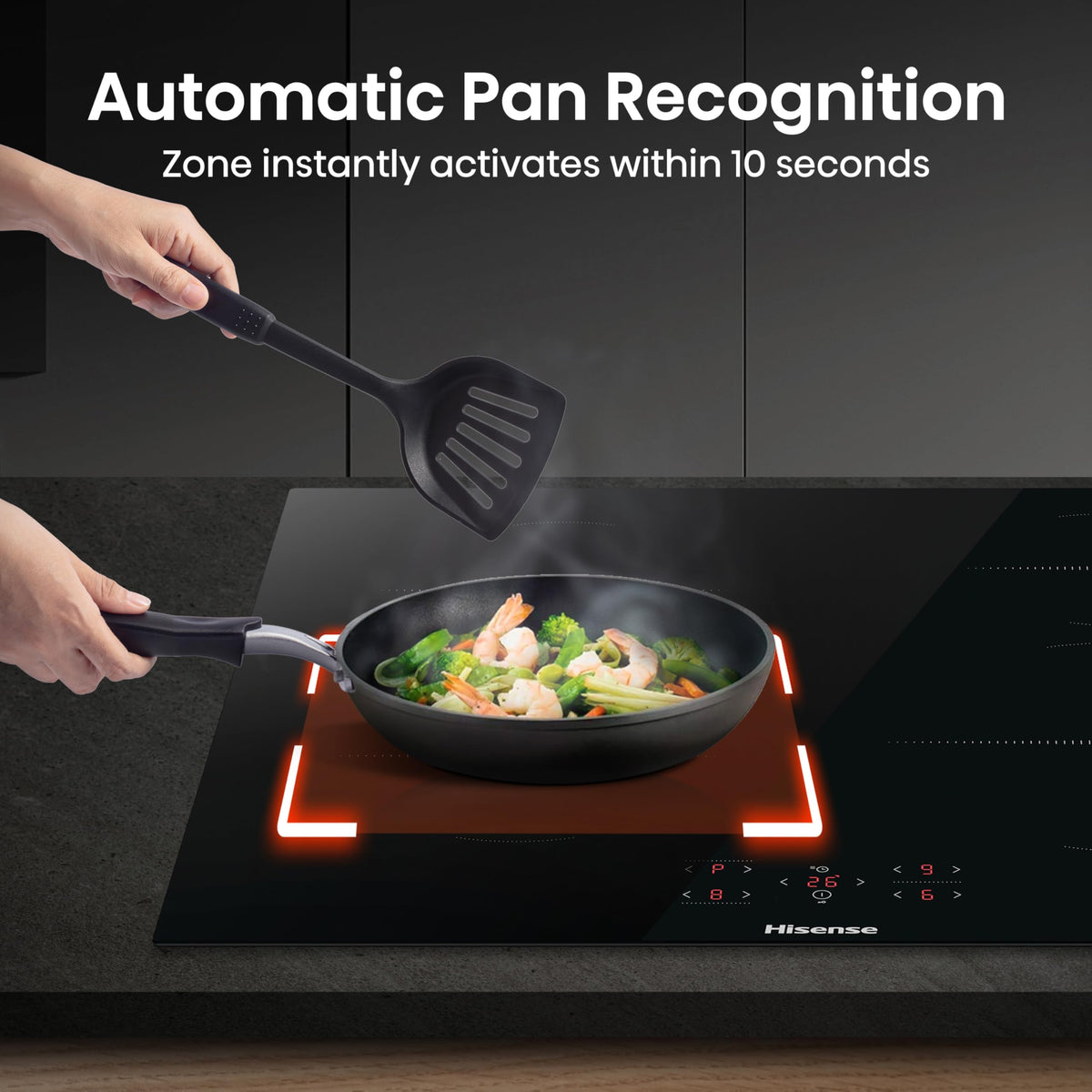 Hisense E6432C Built-in 60cm Electric Ceramic Hob with Child Lock, Touch control, Timer Function - Black 7200W, 20 x 24 x 2 inches (L x W x H)