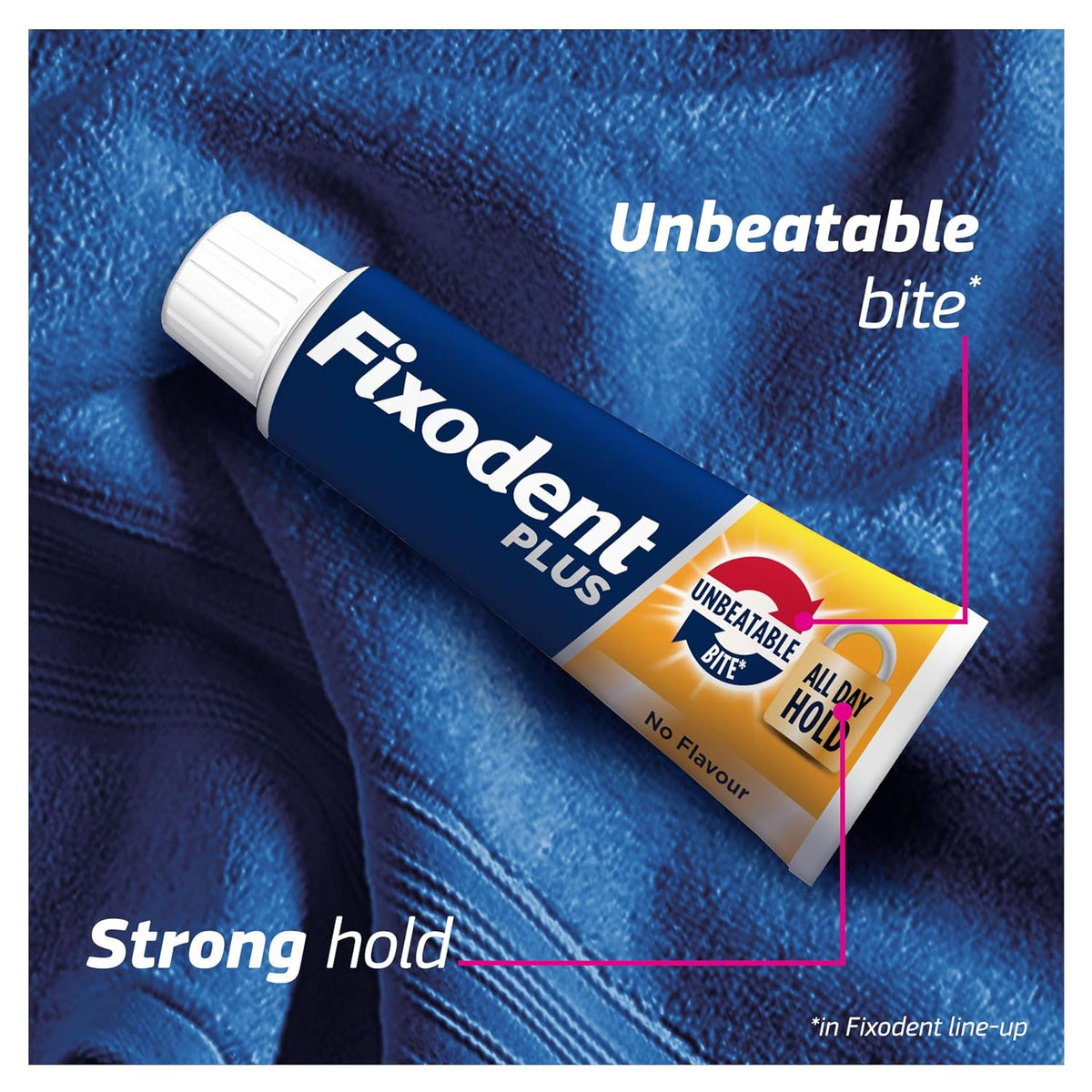 Fixodent Plus Unbeatable Bite Denture Adhesive, Flavour Free 40g