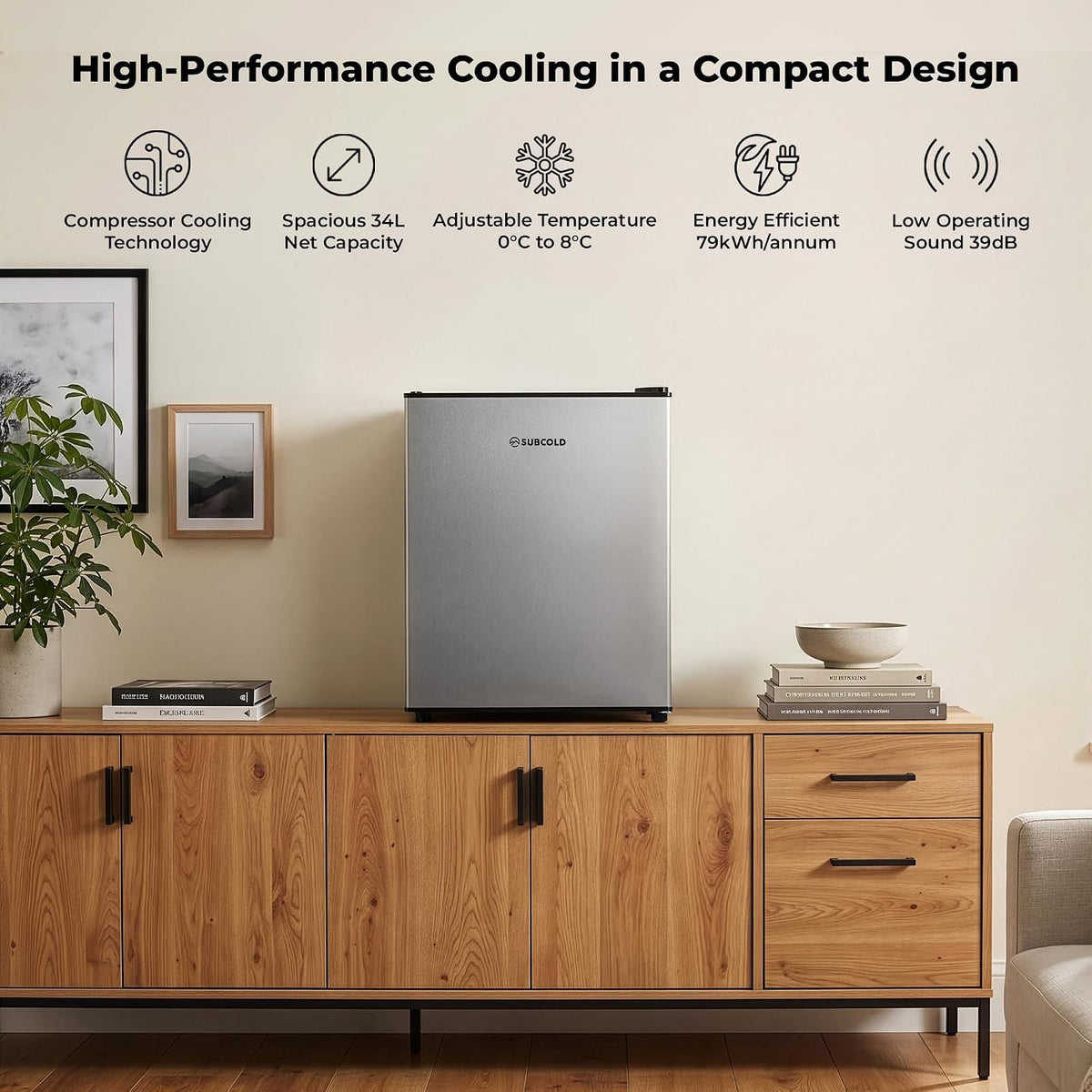 Subcold Cave35 Beer Fridge | 35L | 0-8°C | LED | Stainless Steel Door