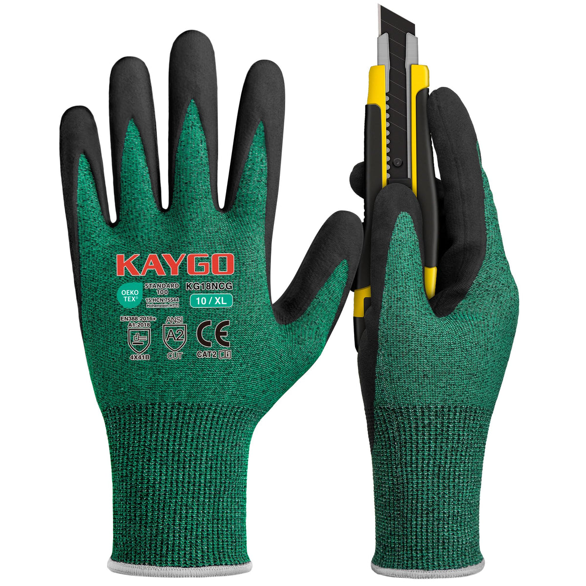 KAYGO Safety Work Gloves MicroFoam Nitrile Coated 12 Pairs, KG18NB