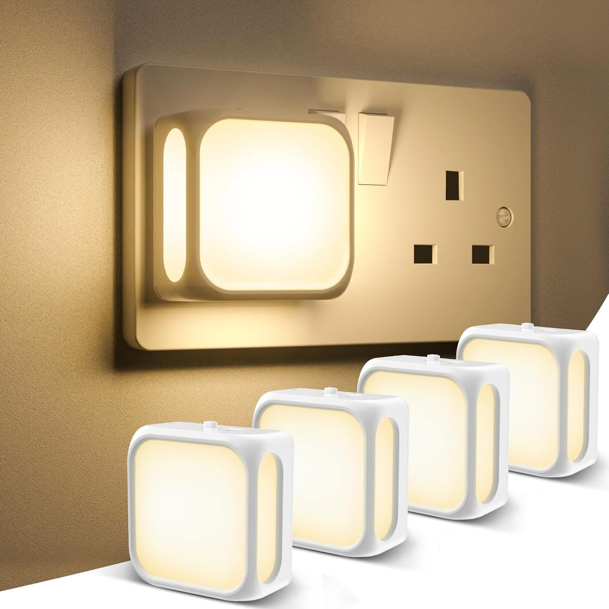 PURSNIC Night Light Plug in Wall, Dusk to Dawn, 3000K Warm White, 4 Pack