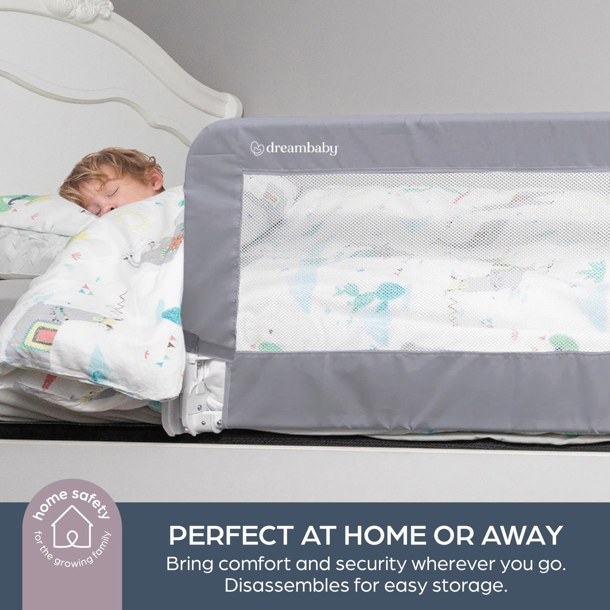 Dreambaby Phoenix Toddler Bed Guard - Foldable & Travel Safety Rail - Suitable for Single, Double and King Size Mattress - Measures 110cm Wide x 45.5cm Tall