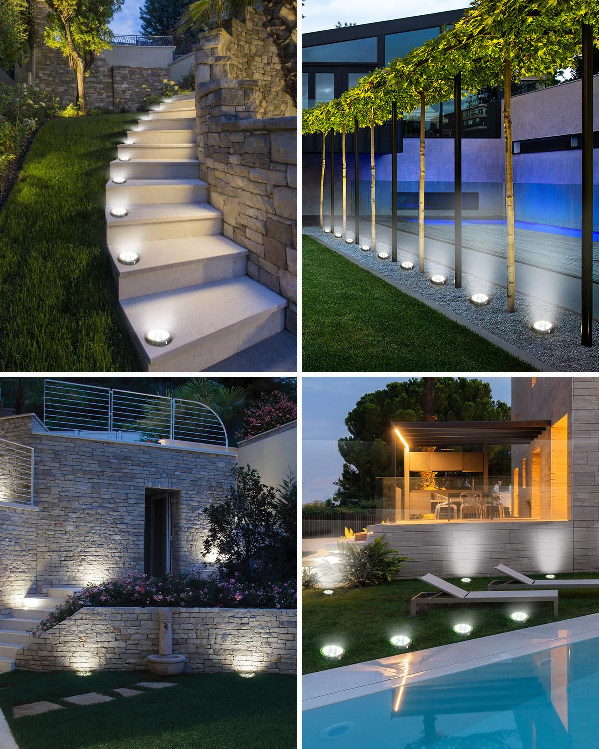btfarm Solar Lights Outdoor Garden, 6 Pack 8 LED Solar Ground Disk Lights Outdoor IP65 Waterproof for Garden Pathway Lawn Patio Yard Landscape (Blue)