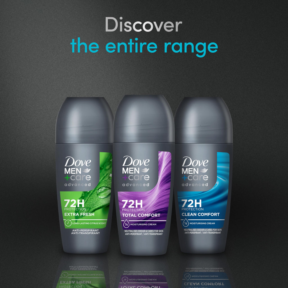 Dove Advanced Extra Fresh Antiperspirant Deodorant Roll On deodorant for men with Triple Action Technology for 72h sweat & odour protection 50 ml (Pack of 2)
