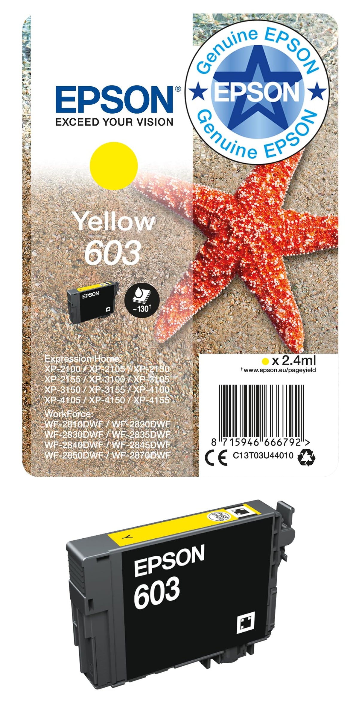 Epson 603 Starfish Genuine , 4-Colours Multipack Ink Cartridges