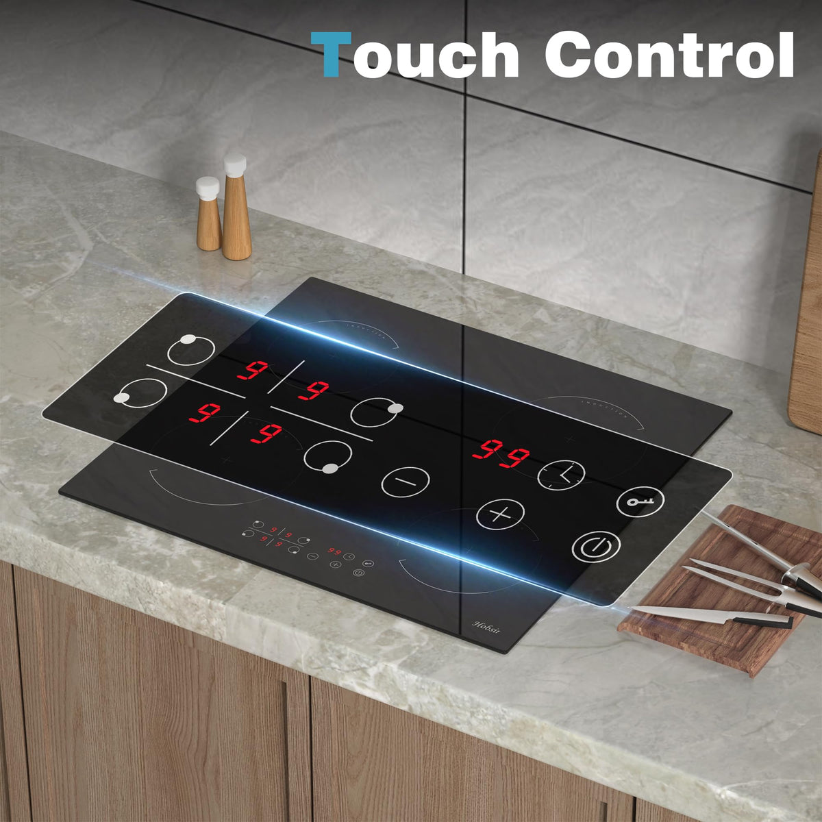 Hobsir Induction Hob with Flex Zone, Built-in Electric Hob 4 Burners 60 cm