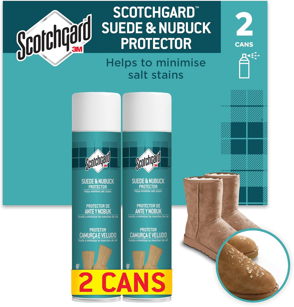 Scotchgard Suede & Nubuck Protector, 2 Cans x 400ml each - Water Repellent Spray, Helps Minimize Salt Stains - For Boots, Shoes, Coats, Gloves & More