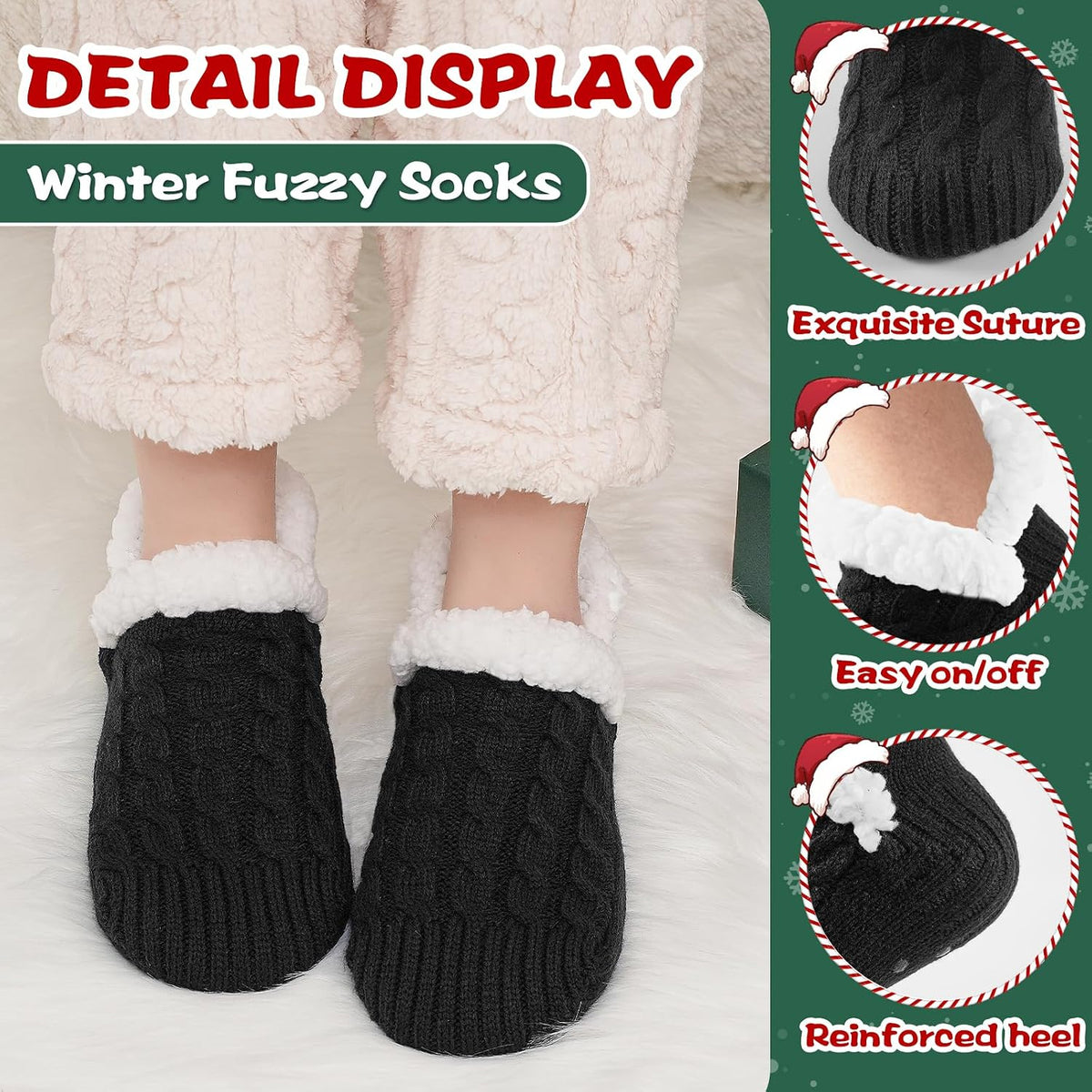 Niorasen Fluffy Slipper Socks Women Men, Winter Gift for Her, UK 4-9