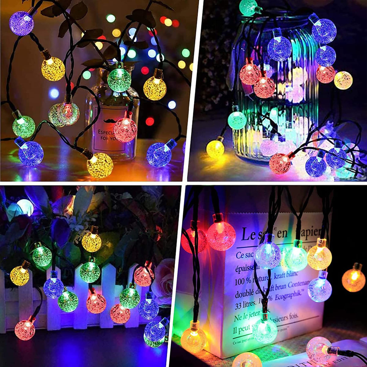 Lezonic Solar String Lights Outdoor, 50LED 7M/23Ft Solar Fairy Lights